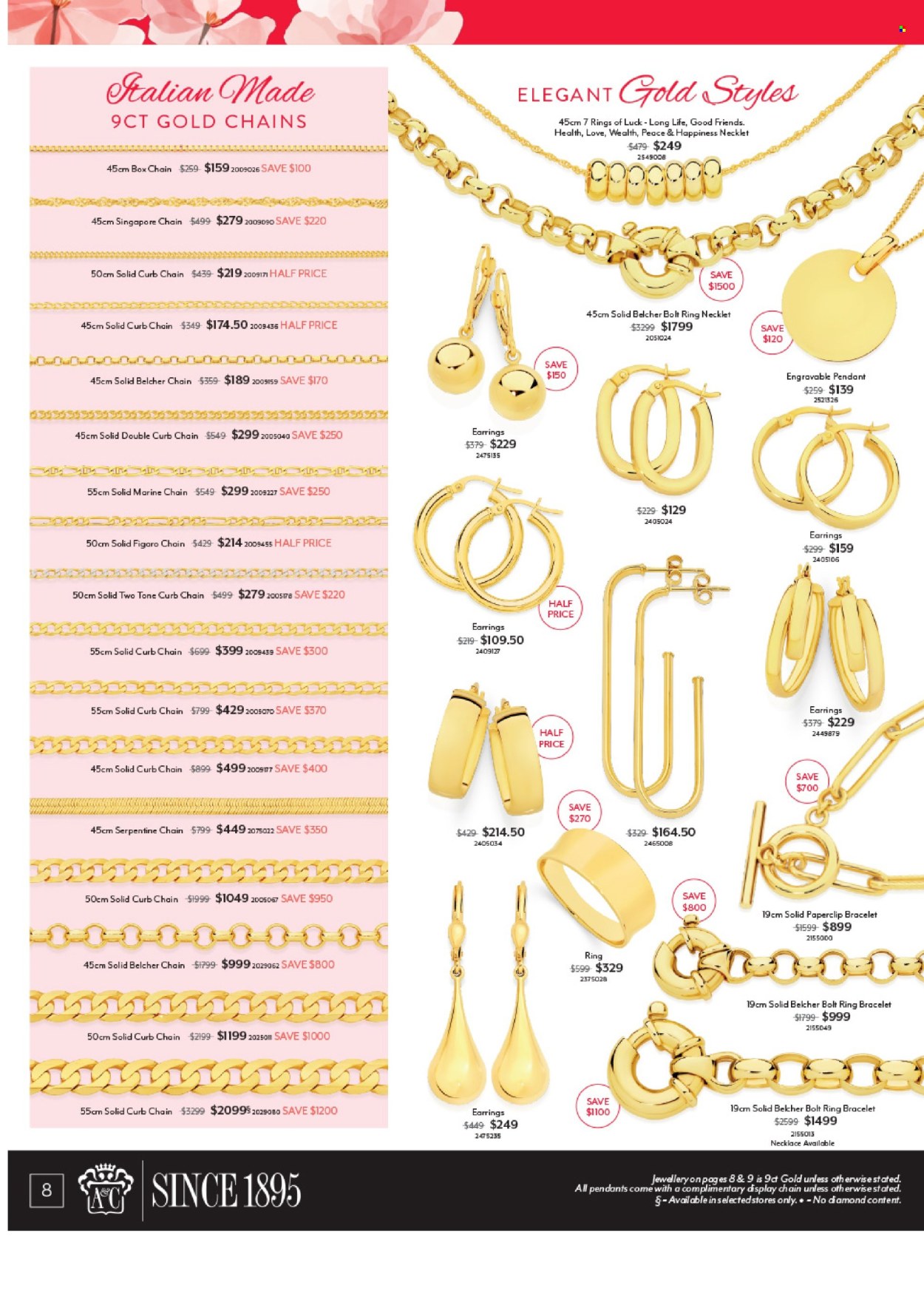 thumbnail - Angus & Coote Catalogue - 15 Apr 2024 - 12 May 2024 - Sales products - bracelet, necklace, pendant, earrings, jewelry. Page 8.
