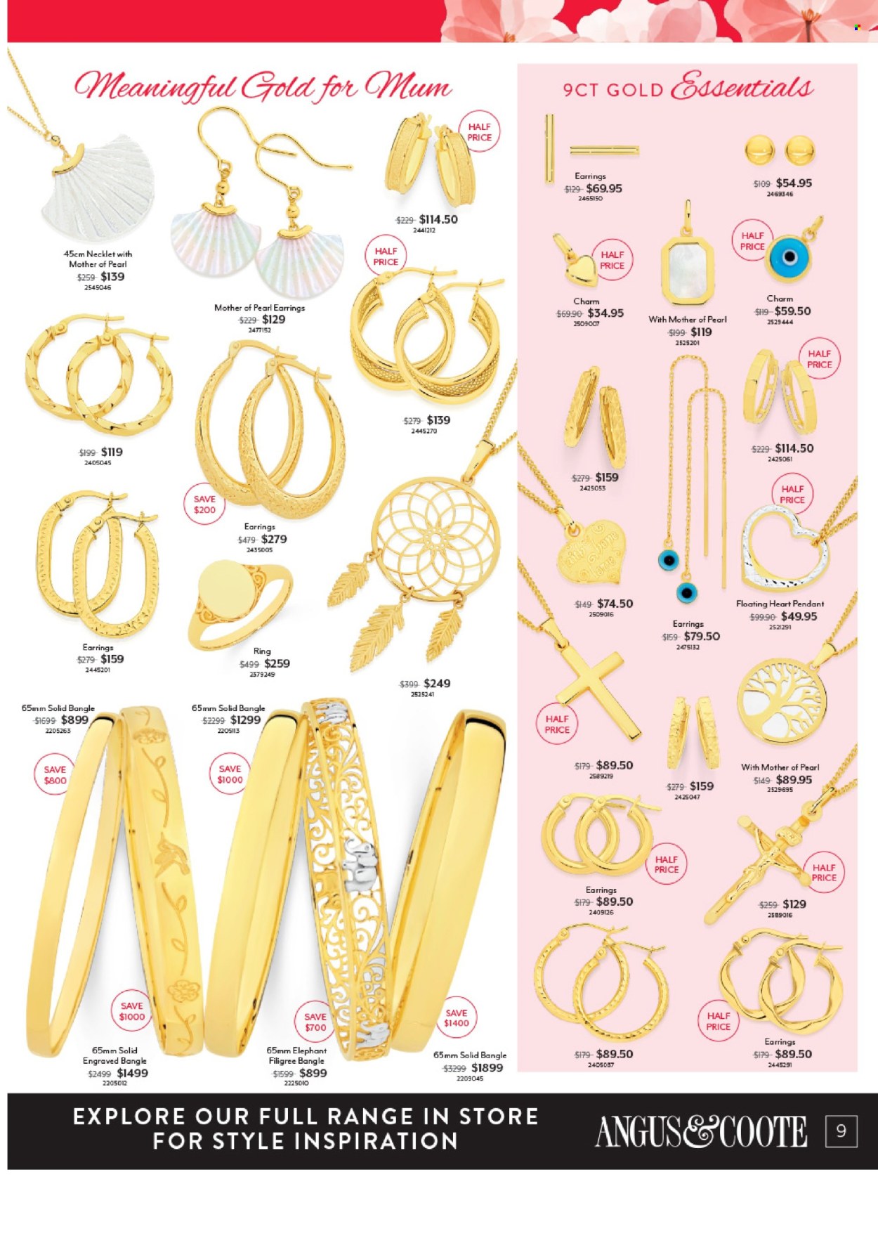 thumbnail - Angus & Coote Catalogue - 15 Apr 2024 - 12 May 2024 - Sales products - pendant, earrings. Page 9.