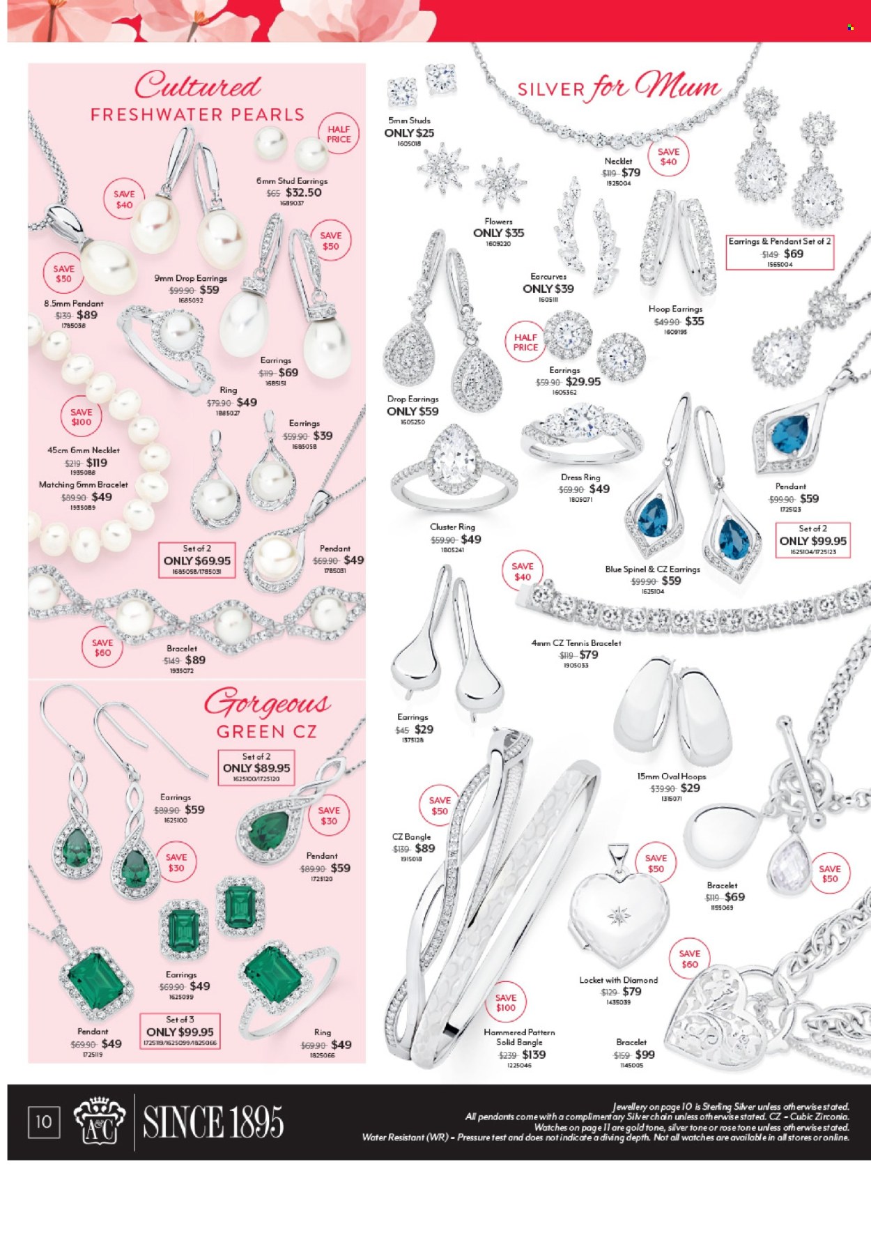 thumbnail - Angus & Coote Catalogue - 15 Apr 2024 - 12 May 2024 - Sales products - bracelet, locket, studs, watch, pendant, earrings, jewelry. Page 10.