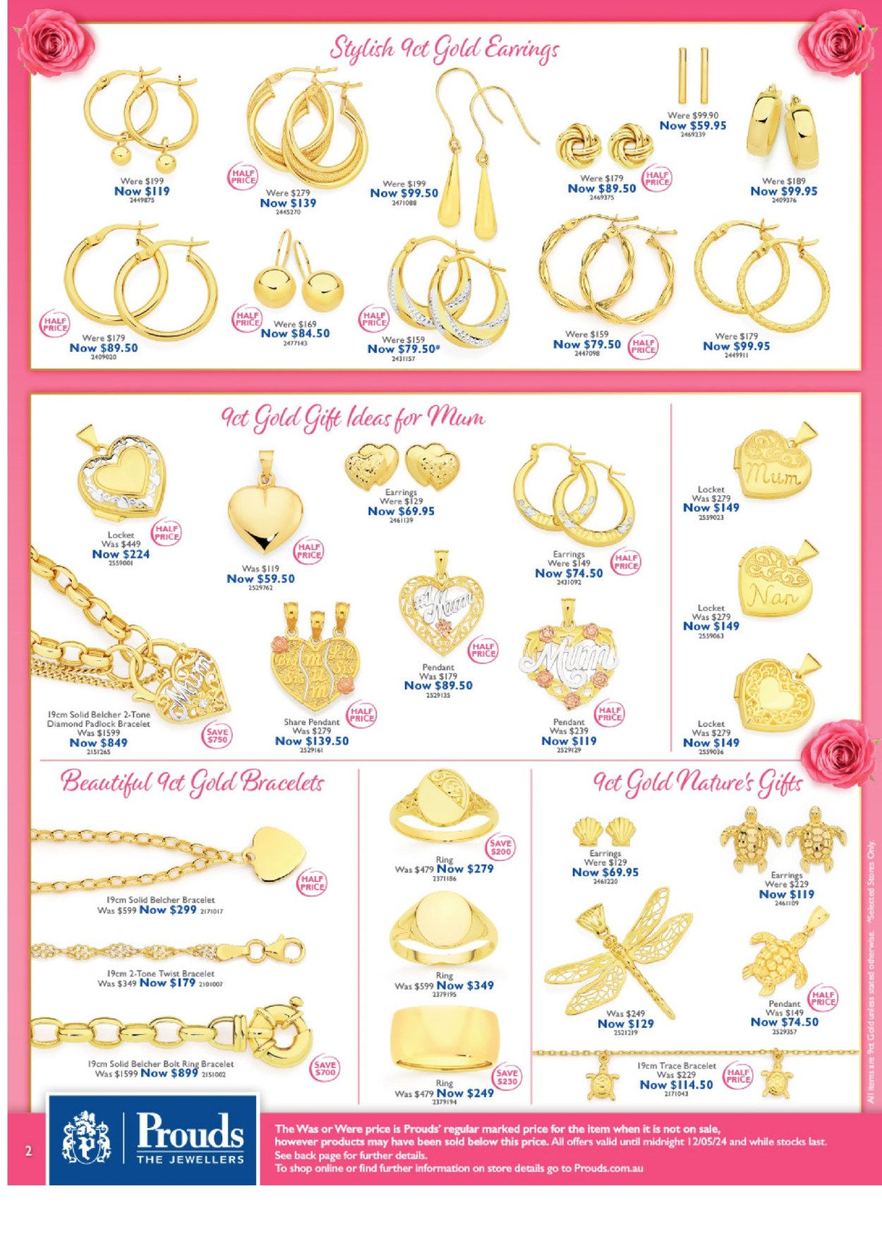 thumbnail - Prouds The Jewellers Catalogue - 15 Apr 2024 - 12 May 2024 - Sales products - bracelet, locket, pendant, earrings. Page 2.