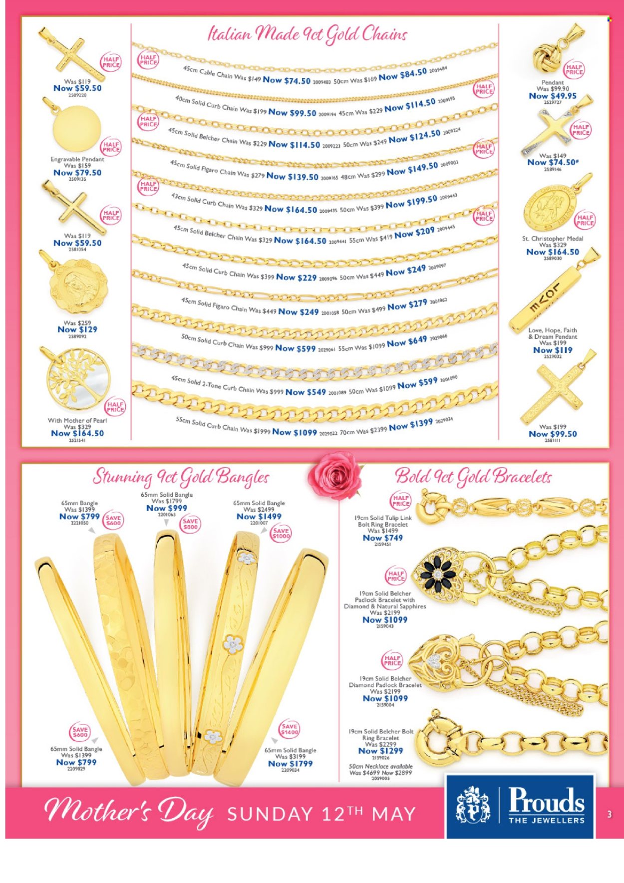 thumbnail - Prouds The Jewellers Catalogue - 15 Apr 2024 - 12 May 2024 - Sales products - bracelet, necklace, pendant. Page 3.