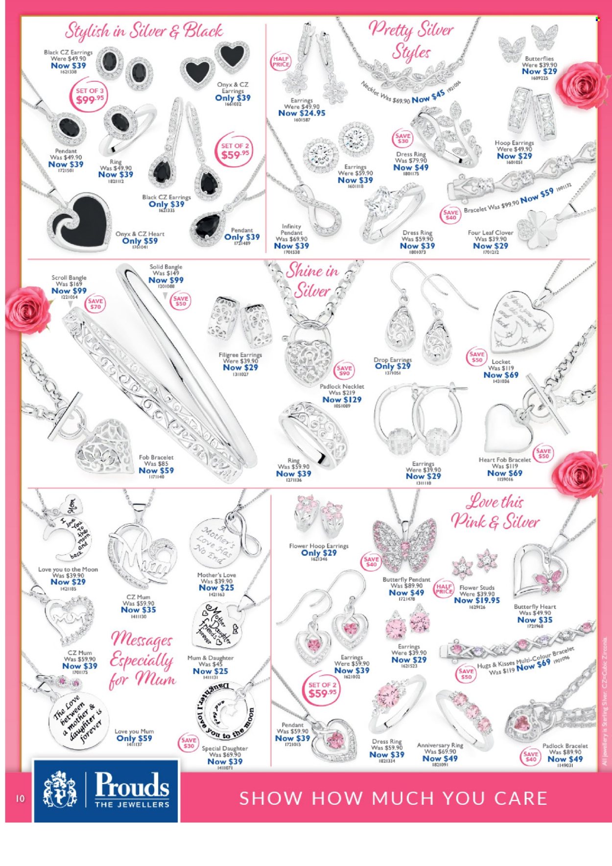 thumbnail - Prouds The Jewellers Catalogue - 15 Apr 2024 - 12 May 2024 - Sales products - bracelet, locket, studs, pendant, earrings, jewelry. Page 10.