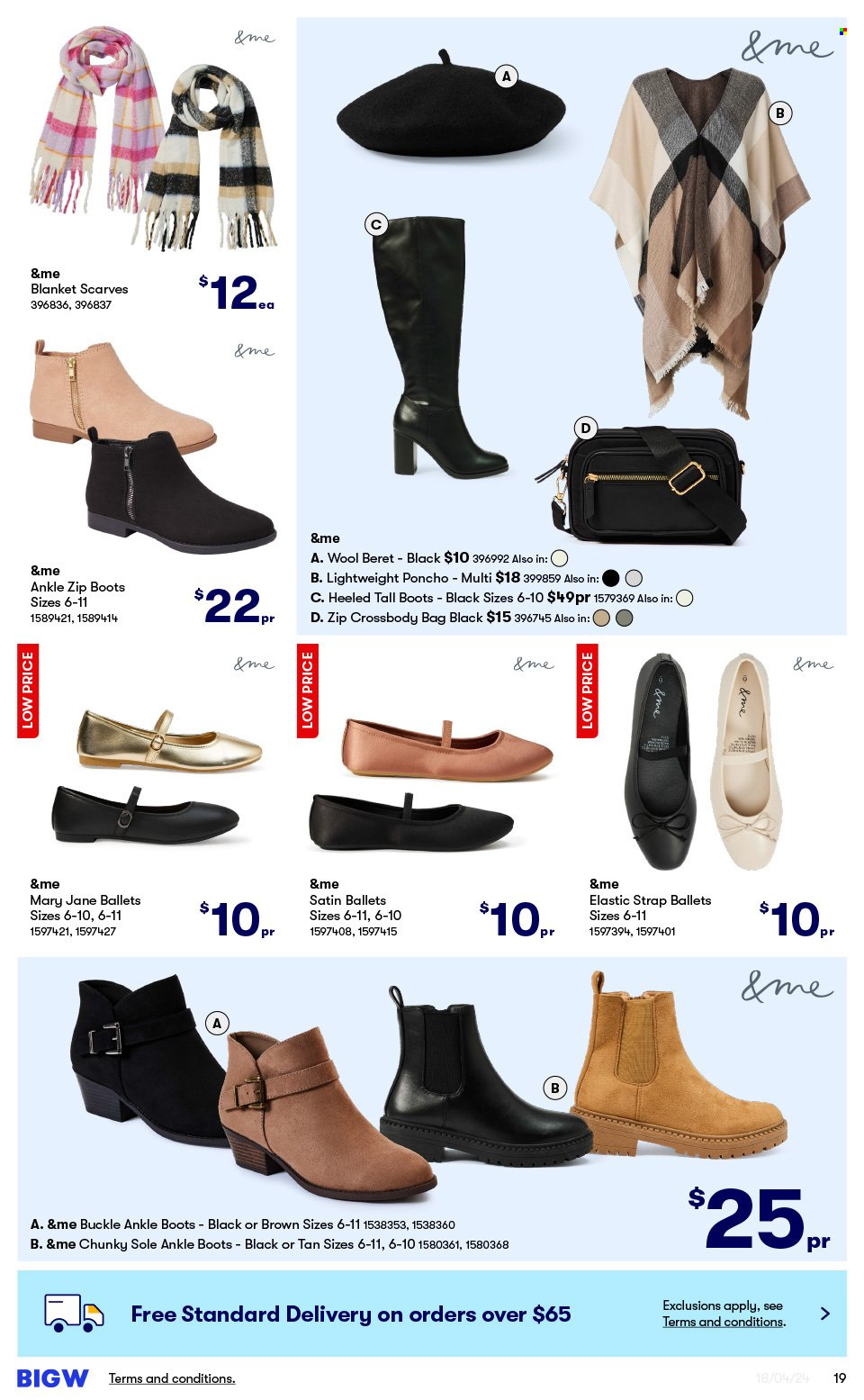 thumbnail - BIG W Catalogue - Sales products - boots, bag, poncho, scarf, cross body bag. Page 19.