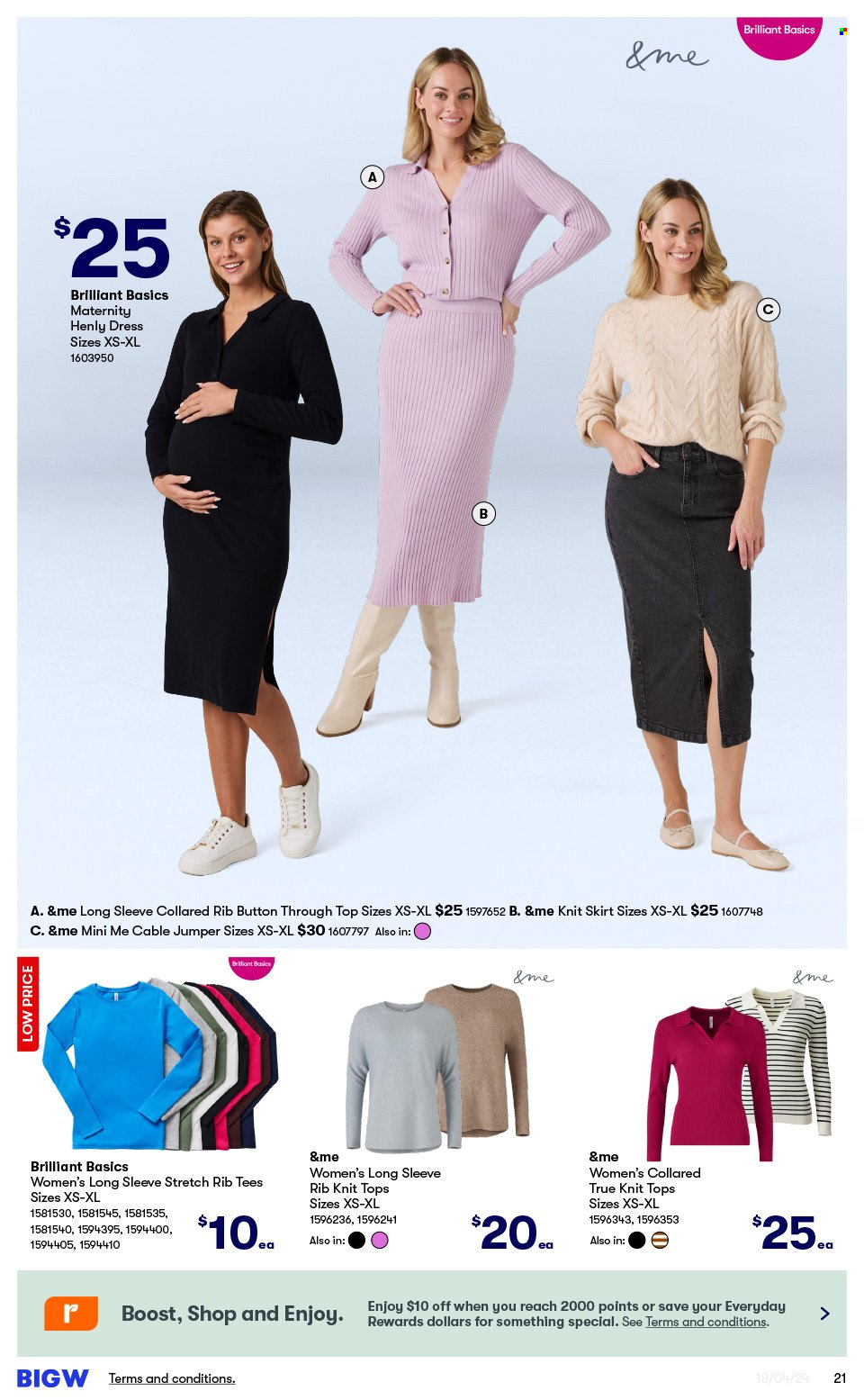 thumbnail - BIG W Catalogue - Sales products - dress, skirt, t-shirt, tops, sweater. Page 21.