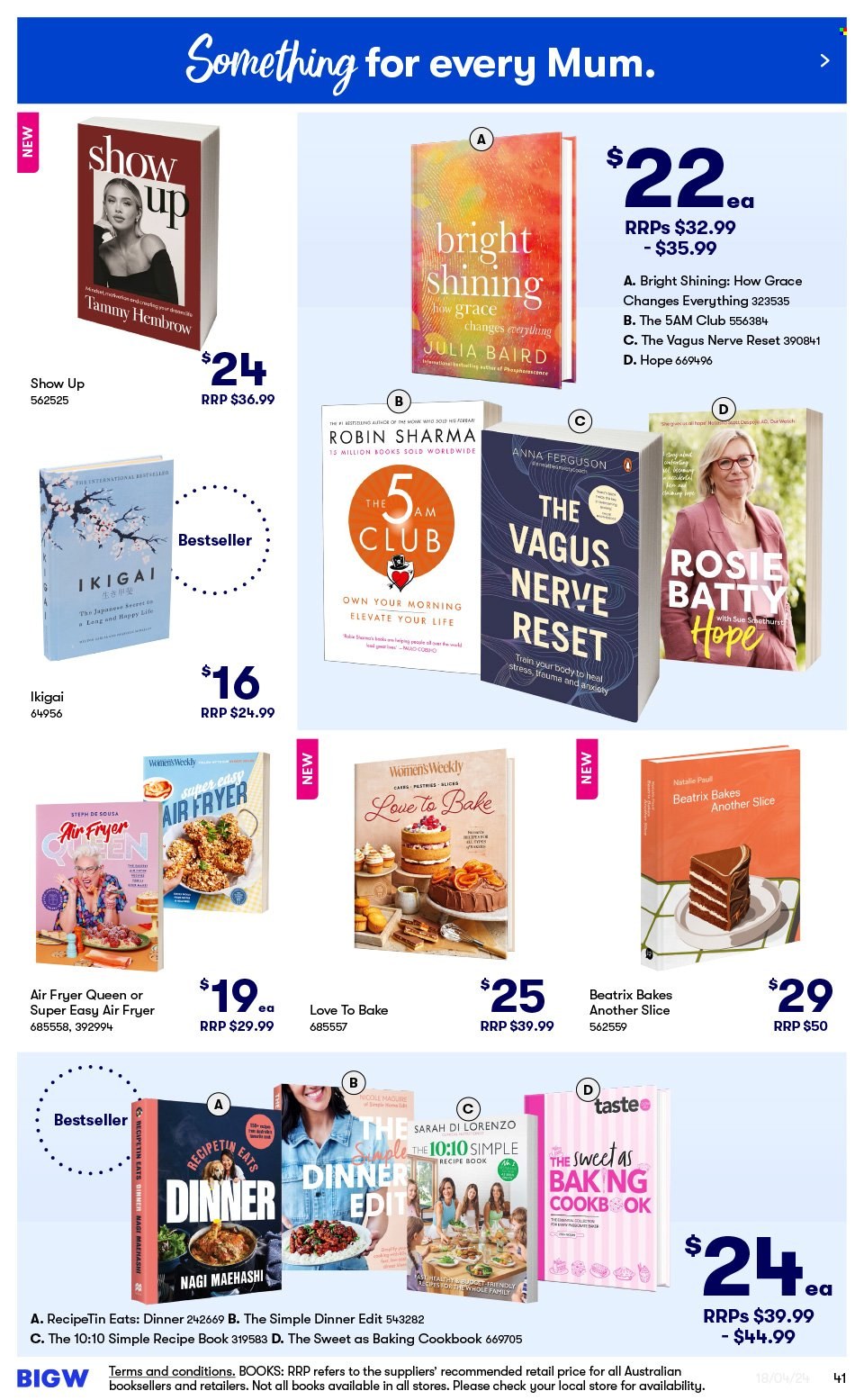 thumbnail - BIG W Catalogue - Sales products - Mum, book, cookbook, air fryer, train. Page 41.