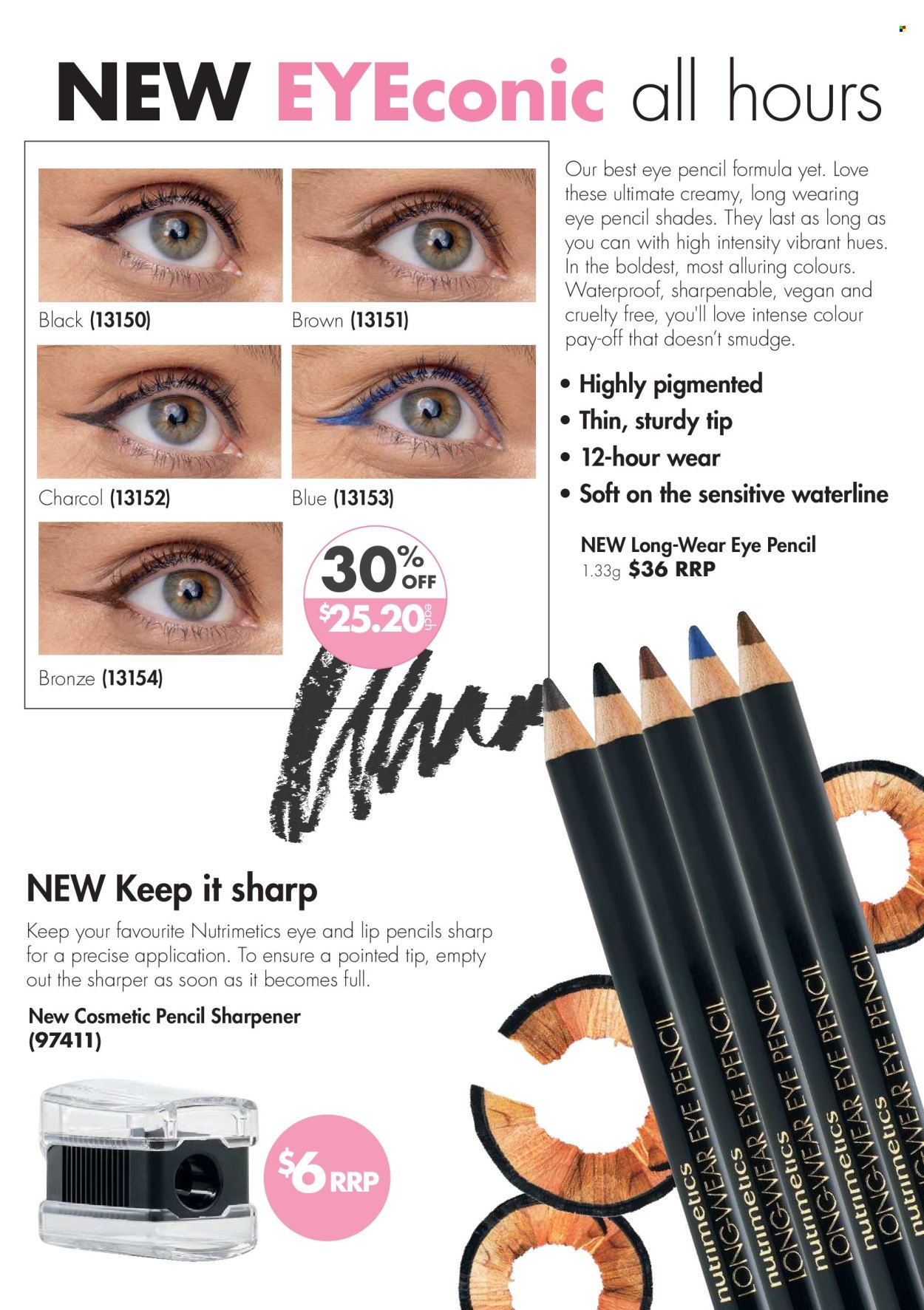 thumbnail - Nutrimetics Catalogue - 16 Apr 2024 - 31 May 2024 - Sales products - Nutrimetics, shades, eyeliner, brow gel, nutritional supplement. Page 15.