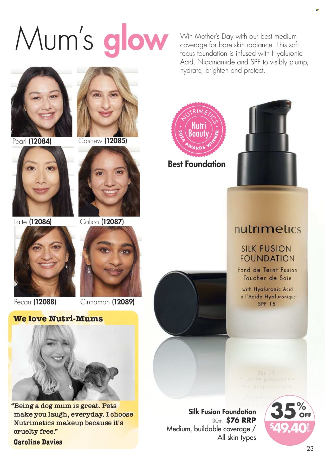 thumbnail - Nutrimetics Catalogue - 16 Apr 2024 - 31 May 2024 - Sales products - wipes, cotton pads, pads, Vanish, makeup remover, micellar water, Niacinamide, Nutrimetics, Mum. Page 23.