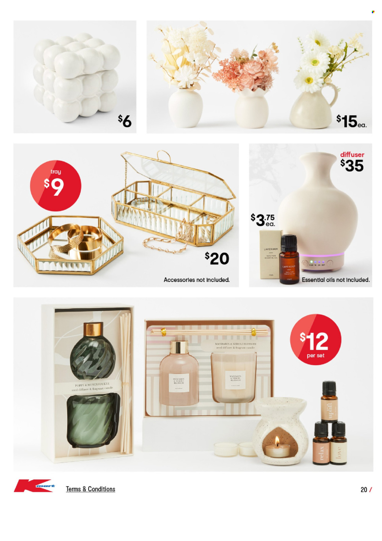 thumbnail - Kmart Catalogue - 18 Apr 2024 - 12 May 2024 - Sales products - tray, diffuser, essential oils. Page 20.