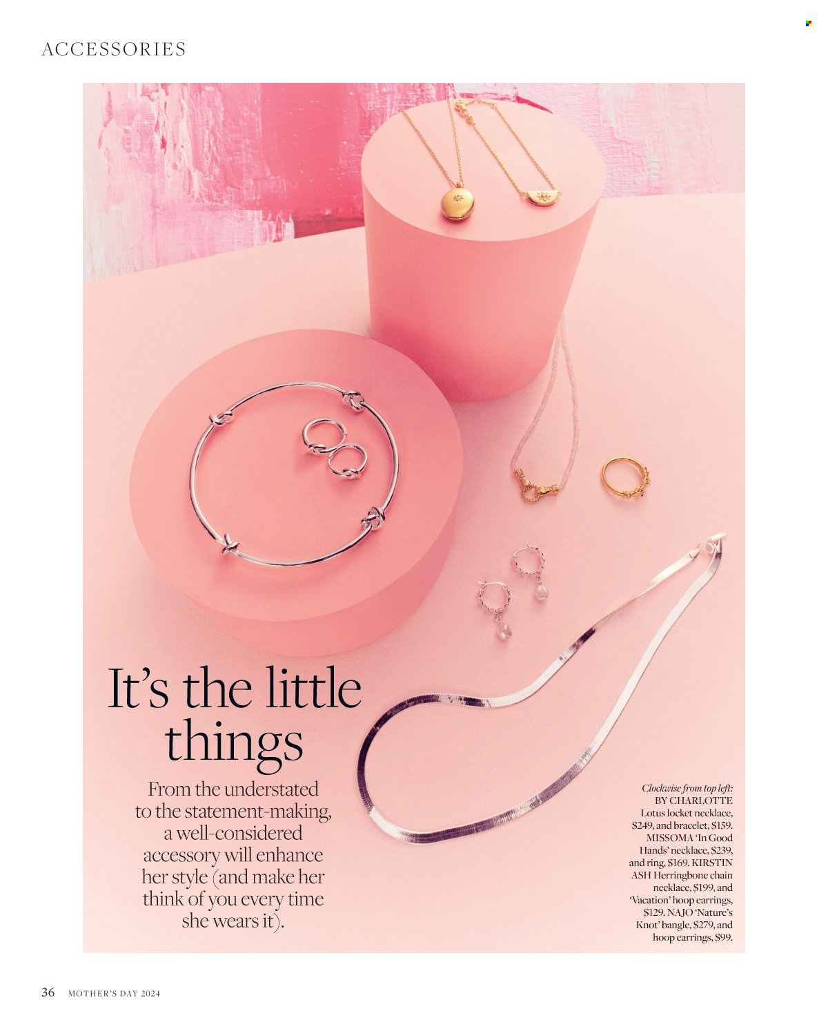 thumbnail - David Jones Catalogue - Sales products - Lotus, bracelet, locket, necklace, earrings. Page 36.