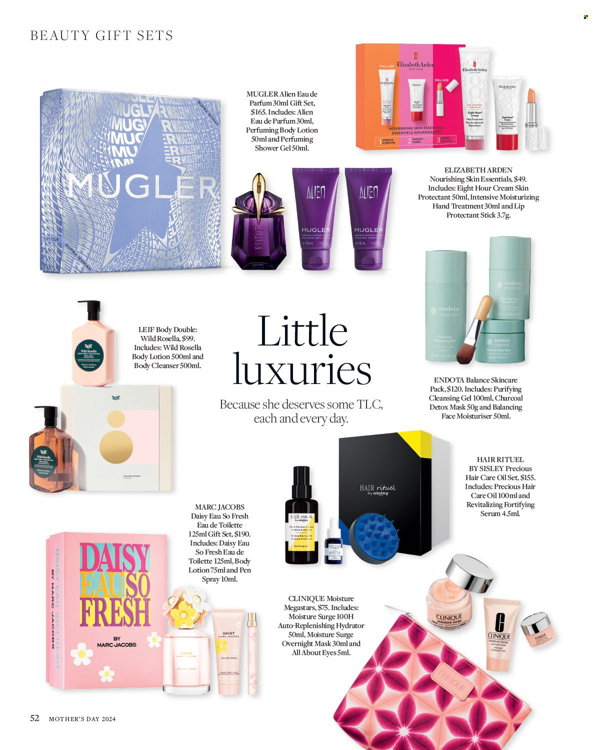 thumbnail - David Jones Catalogue - Sales products - Marc Jacobs, gift set, hair products, body lotion, eau de parfum, eau de toilette, Elizabeth Arden, mug. Page 52.