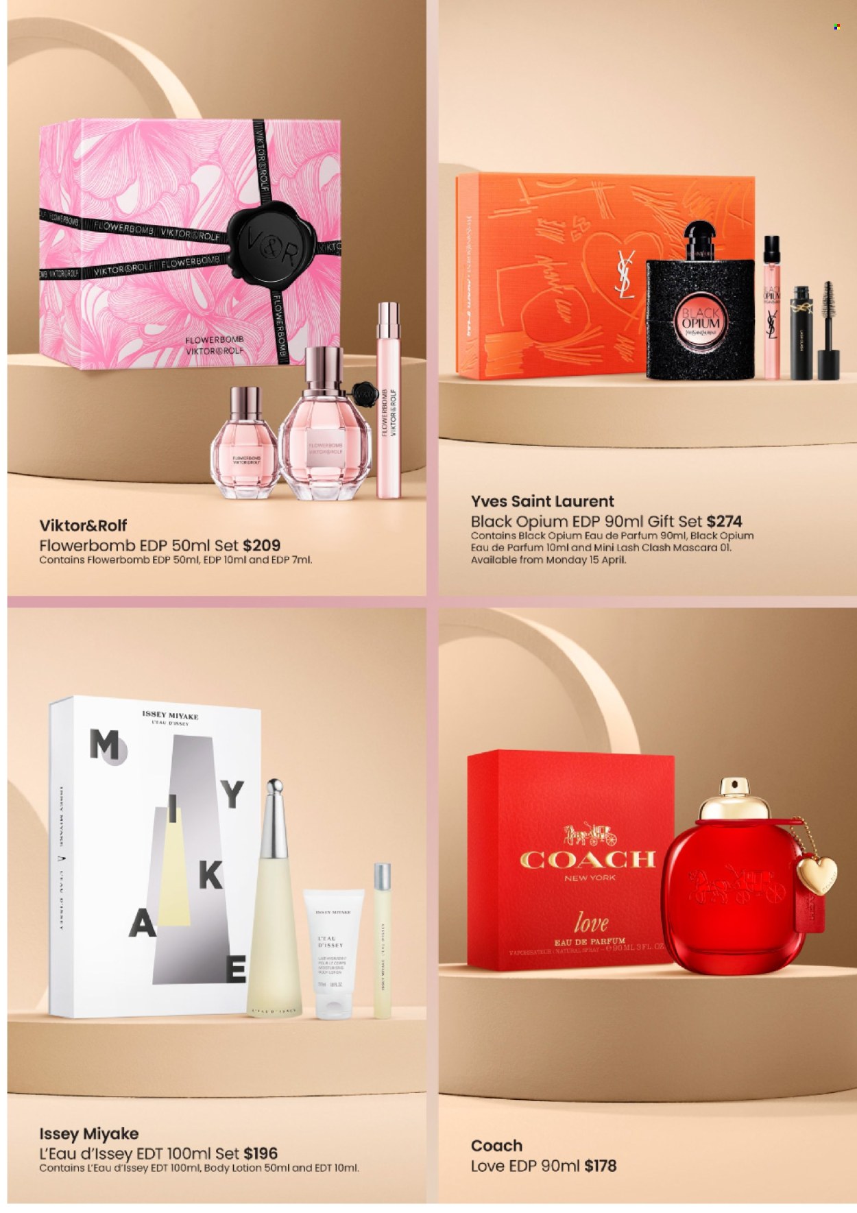 thumbnail - Myer Catalogue - Sales products - body lotion, eau de parfum, eau de toilette, gift set, Yves Saint Laurent. Page 12.