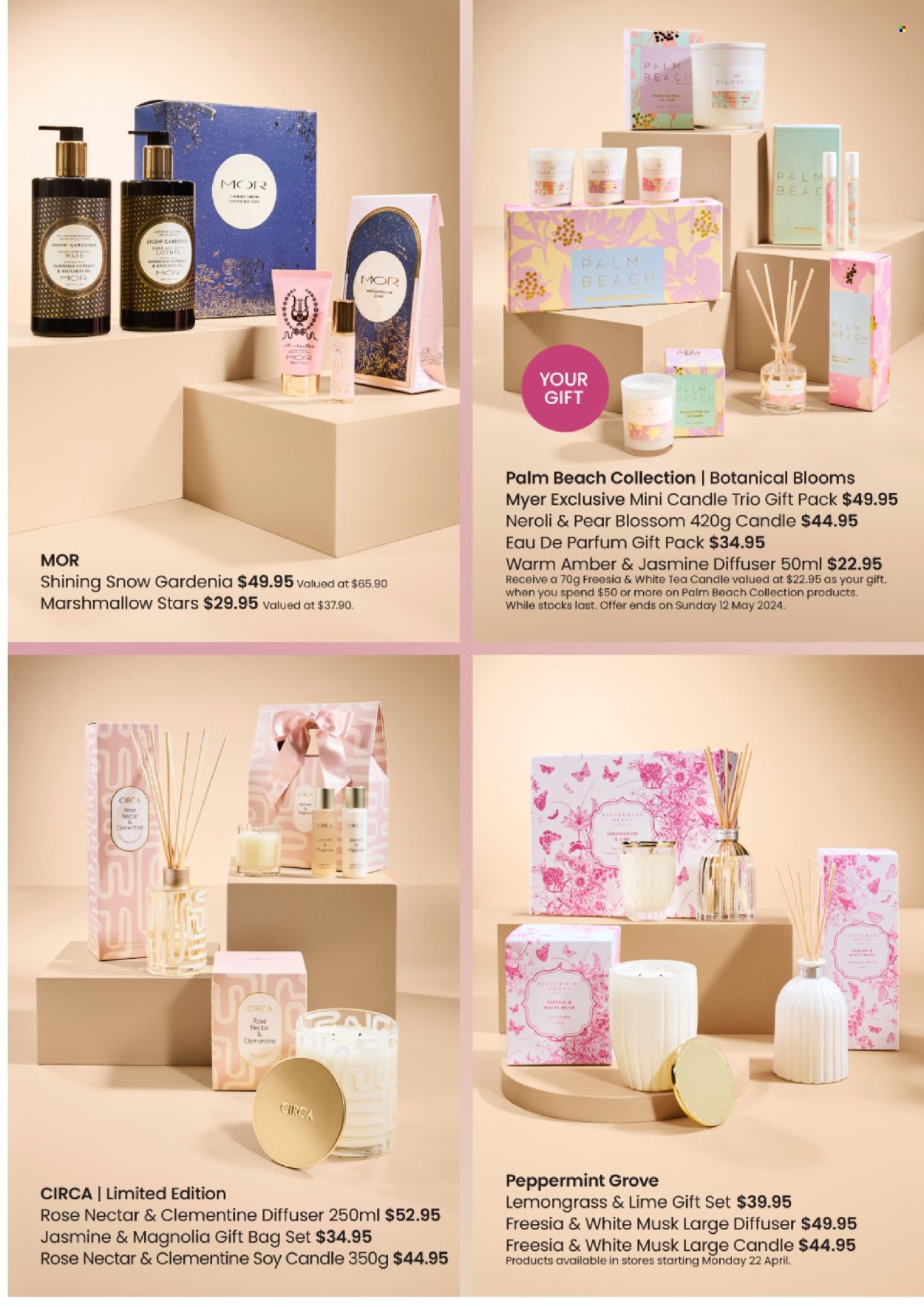 thumbnail - Myer Catalogue - Sales products - eau de parfum, gift set, gift bag, candle, diffuser. Page 15.