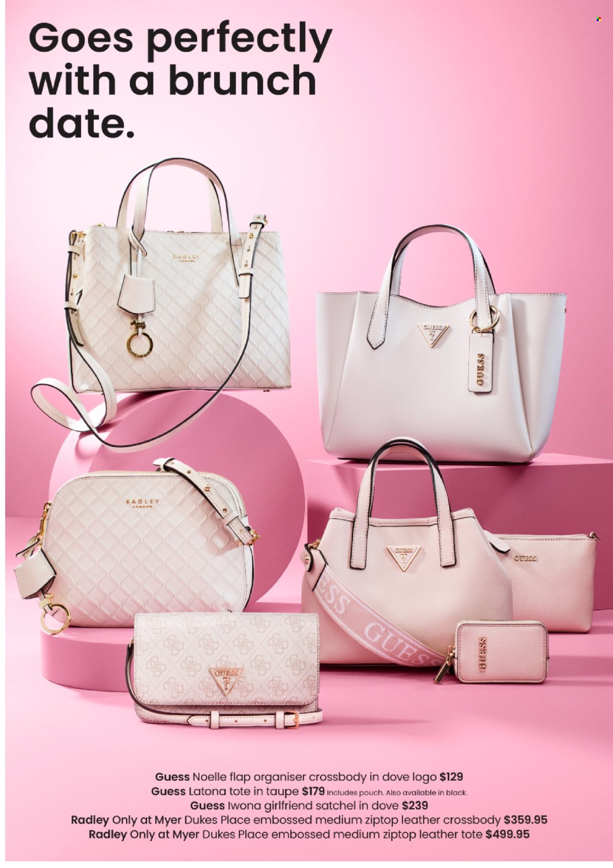 thumbnail - Myer Catalogue - Sales products - Guess, Dove, tote. Page 29.