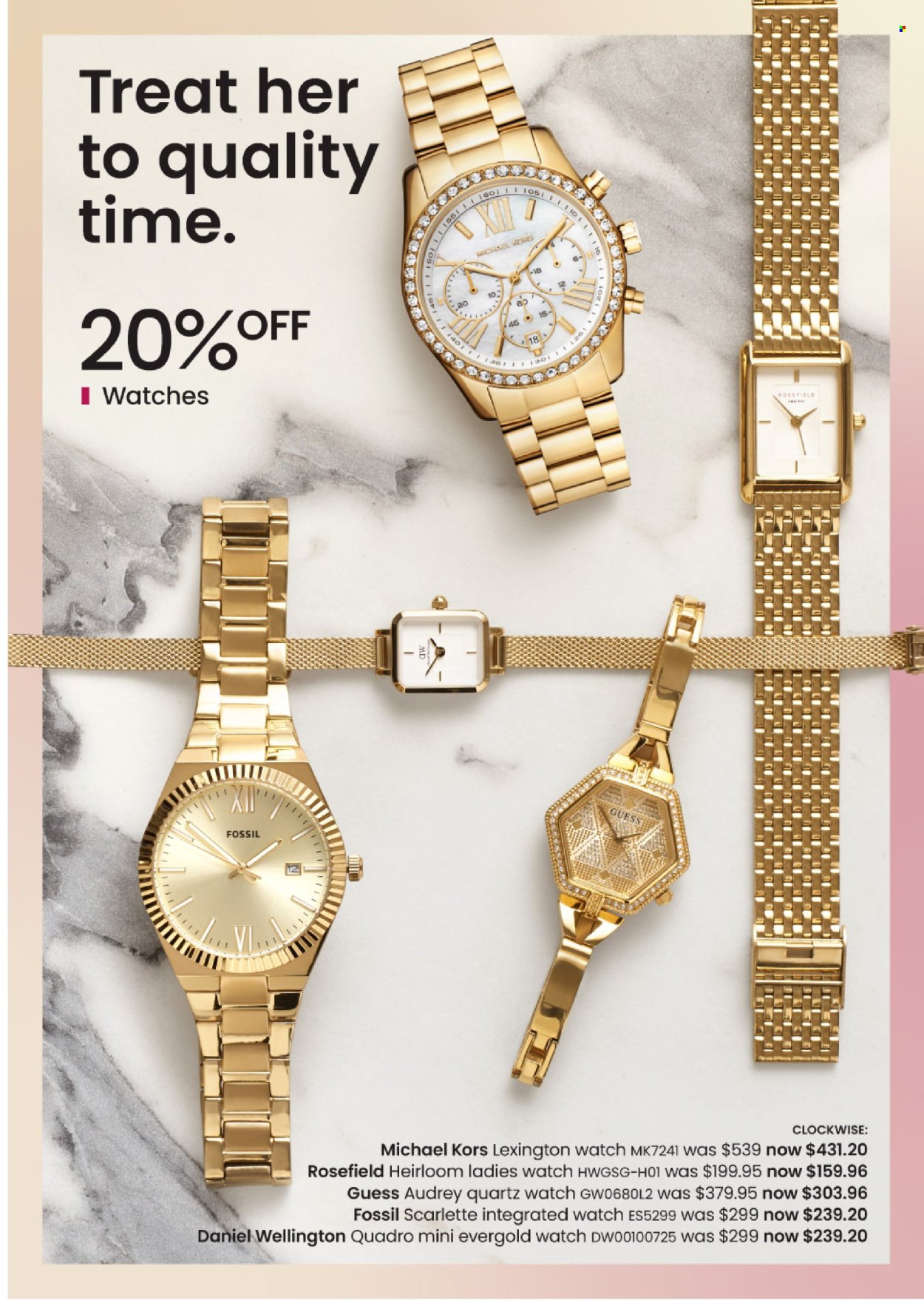 thumbnail - Myer Catalogue - Sales products - Michael Kors, Guess, Fossil, watch. Page 31.