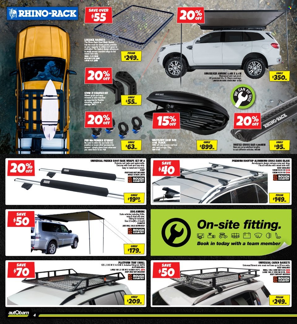 thumbnail - Autobarn Catalogue - 22 Apr 2024 - 9 May 2024 - Sales products - roof rack, roof box. Page 4.