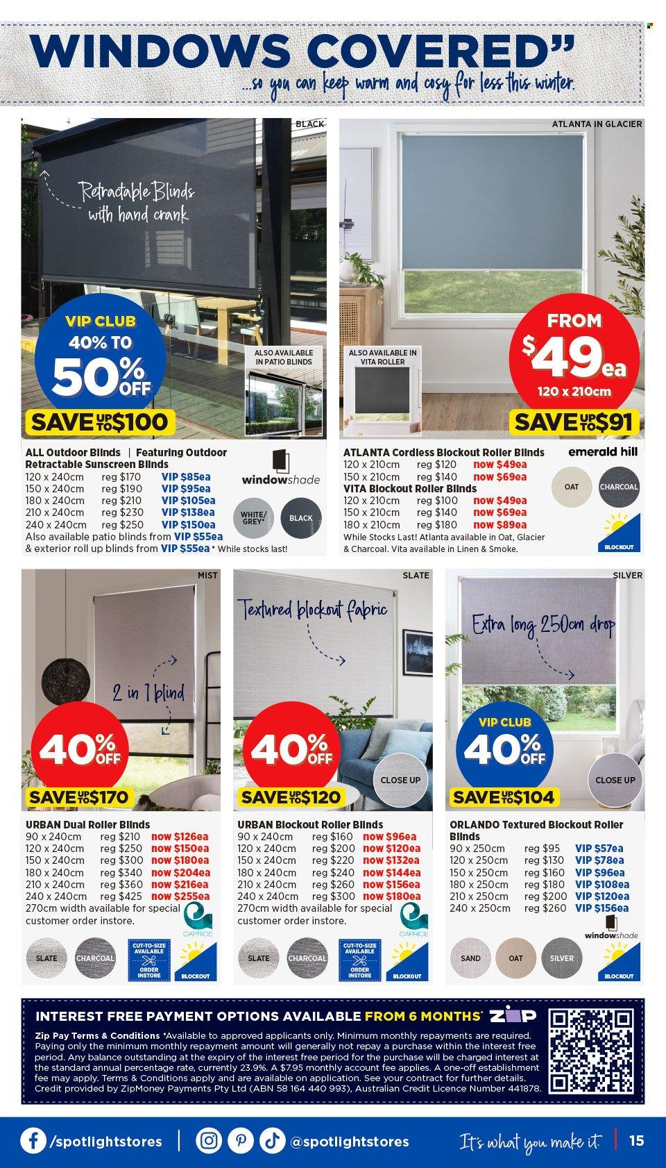 thumbnail - Spotlight Catalogue - 24 Apr 2024 - 5 May 2024 - Sales products - linens, blinds. Page 15.