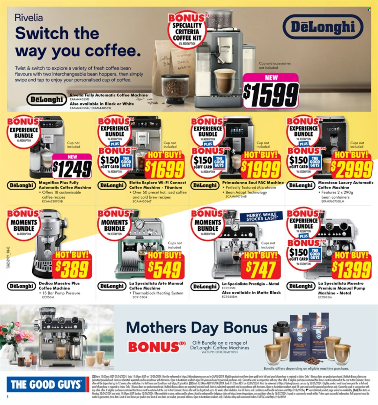 thumbnail - The Good Guys Catalogue - 22 Apr 2024 - 12 May 2024 - Sales products - cup, container, phone, coffee machine, De'Longhi. Page 10.