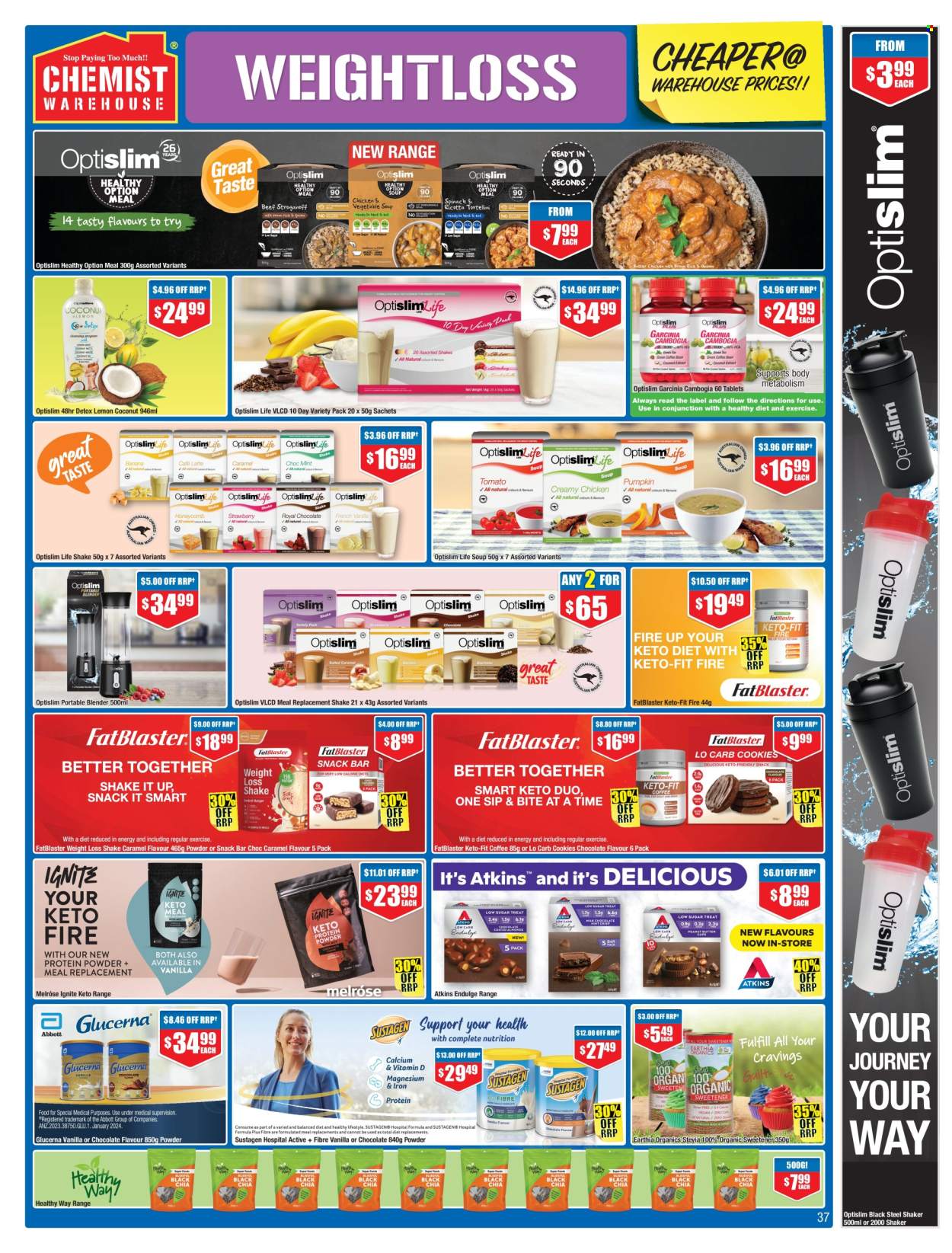 thumbnail - Chemist Warehouse Catalogue - 25 Apr 2024 - 12 May 2024 - Sales products - Glucerna, Keto-Fit, nutritional supplement, Optislim, stevia. Page 37.