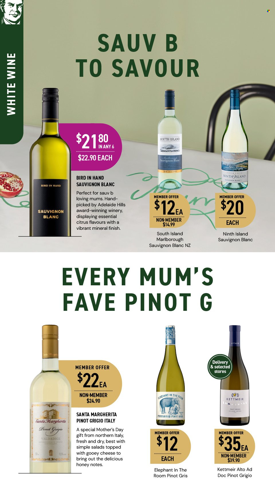 thumbnail - Dan Murphy's Catalogue - 25 Apr 2024 - 8 May 2024 - Sales products - white wine, wine, alcohol, Pinot Grigio, Sauvignon Blanc. Page 7.