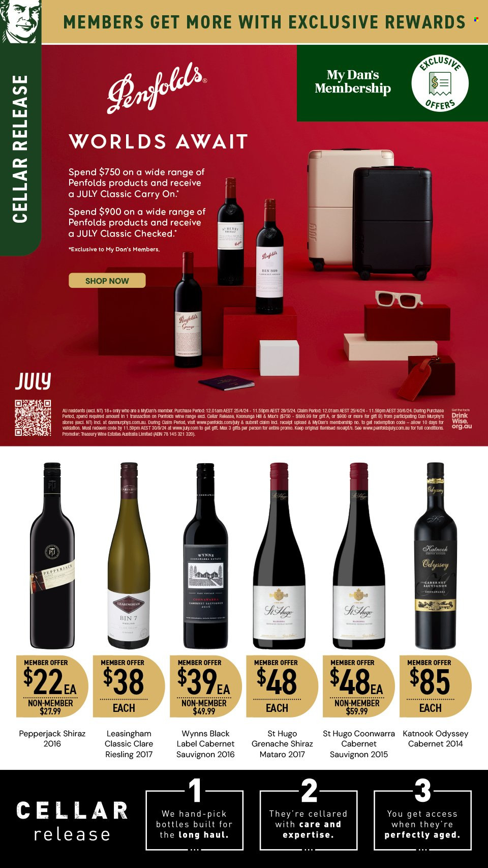 thumbnail - Dan Murphy's Catalogue - 25 Apr 2024 - 8 May 2024 - Sales products - Cabernet Sauvignon, red wine, Riesling, wine, alcohol, Shiraz, Grenache. Page 12.