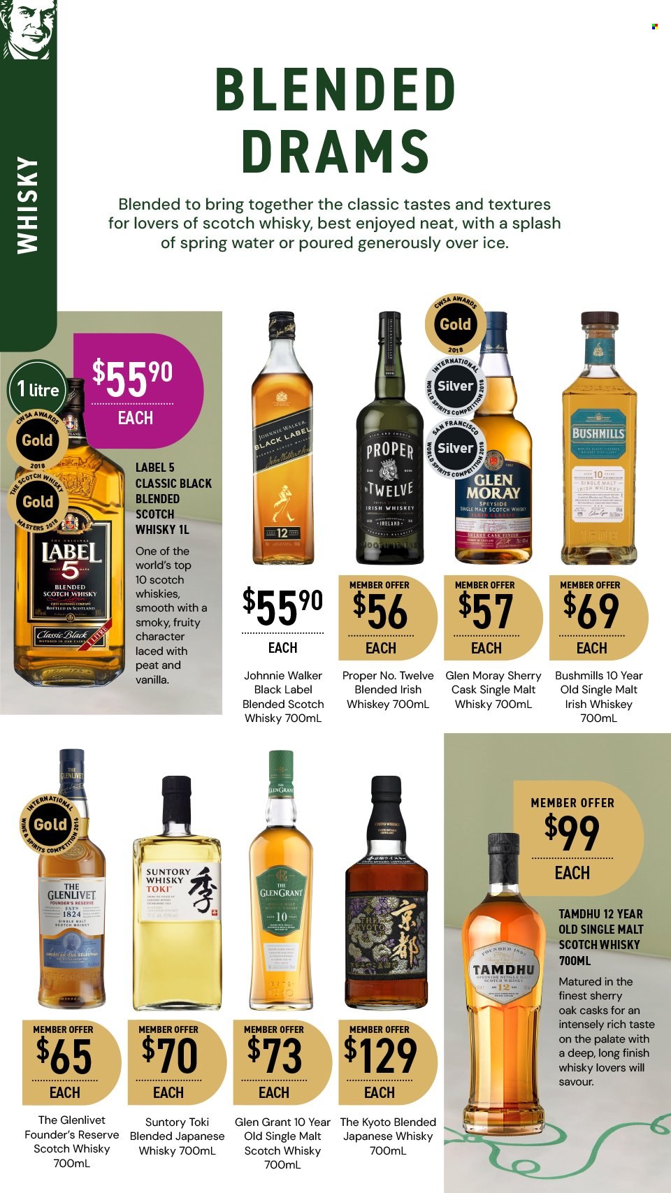 thumbnail - Dan Murphy's Catalogue - 25 Apr 2024 - 8 May 2024 - Sales products - alcohol, whiskey, irish whiskey, Johnnie Walker, scotch whisky, whisky, Bushmill's. Page 19.
