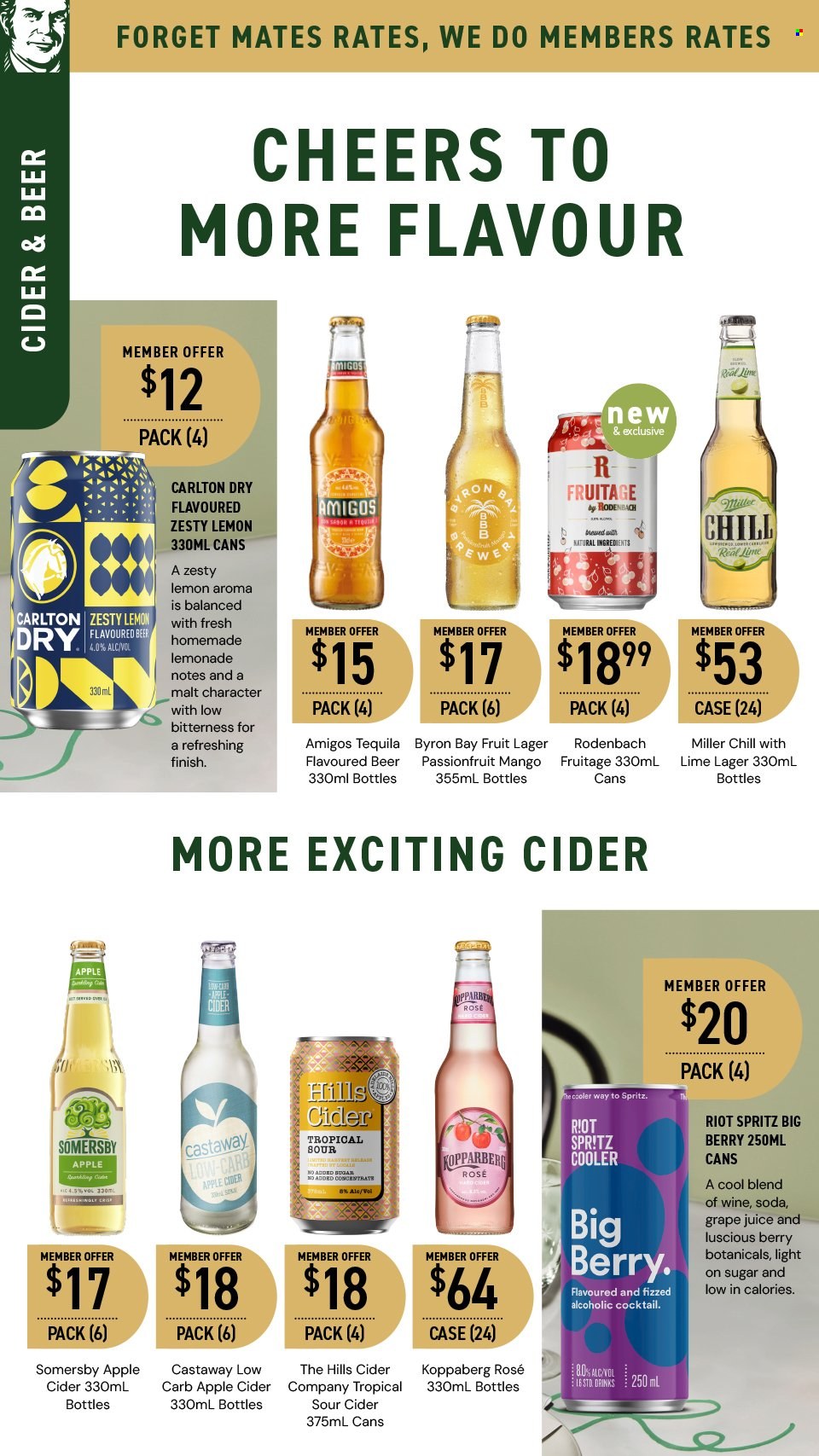 thumbnail - Dan Murphy's Catalogue - 25 Apr 2024 - 8 May 2024 - Sales products - cocktail, wine, alcohol, apple cider, Kopparberg, cider, beer, Miller, Lager. Page 23.