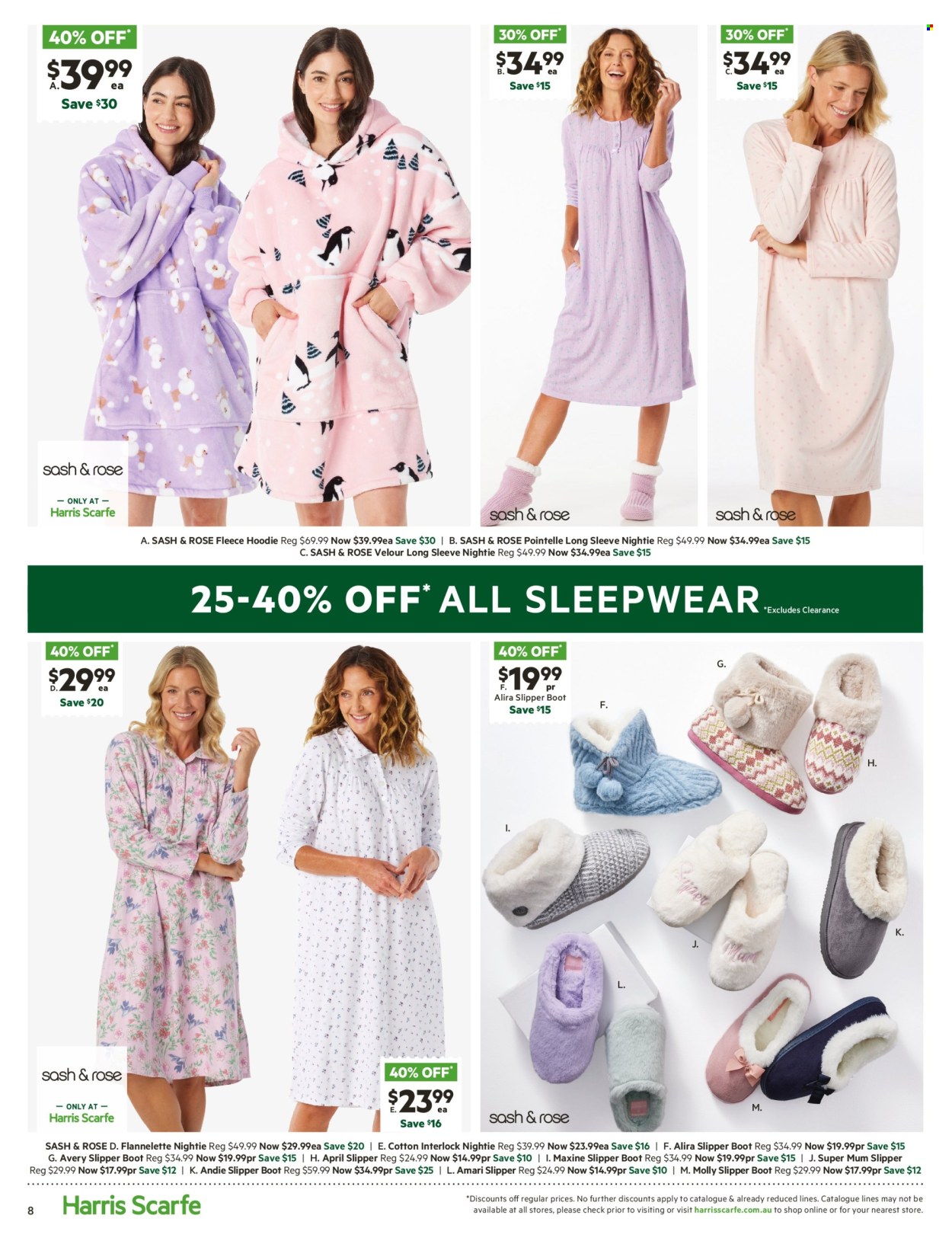 thumbnail - Harris Scarfe Catalogue - Sales products - boots, slippers, hoodie, sleepwear. Page 8.
