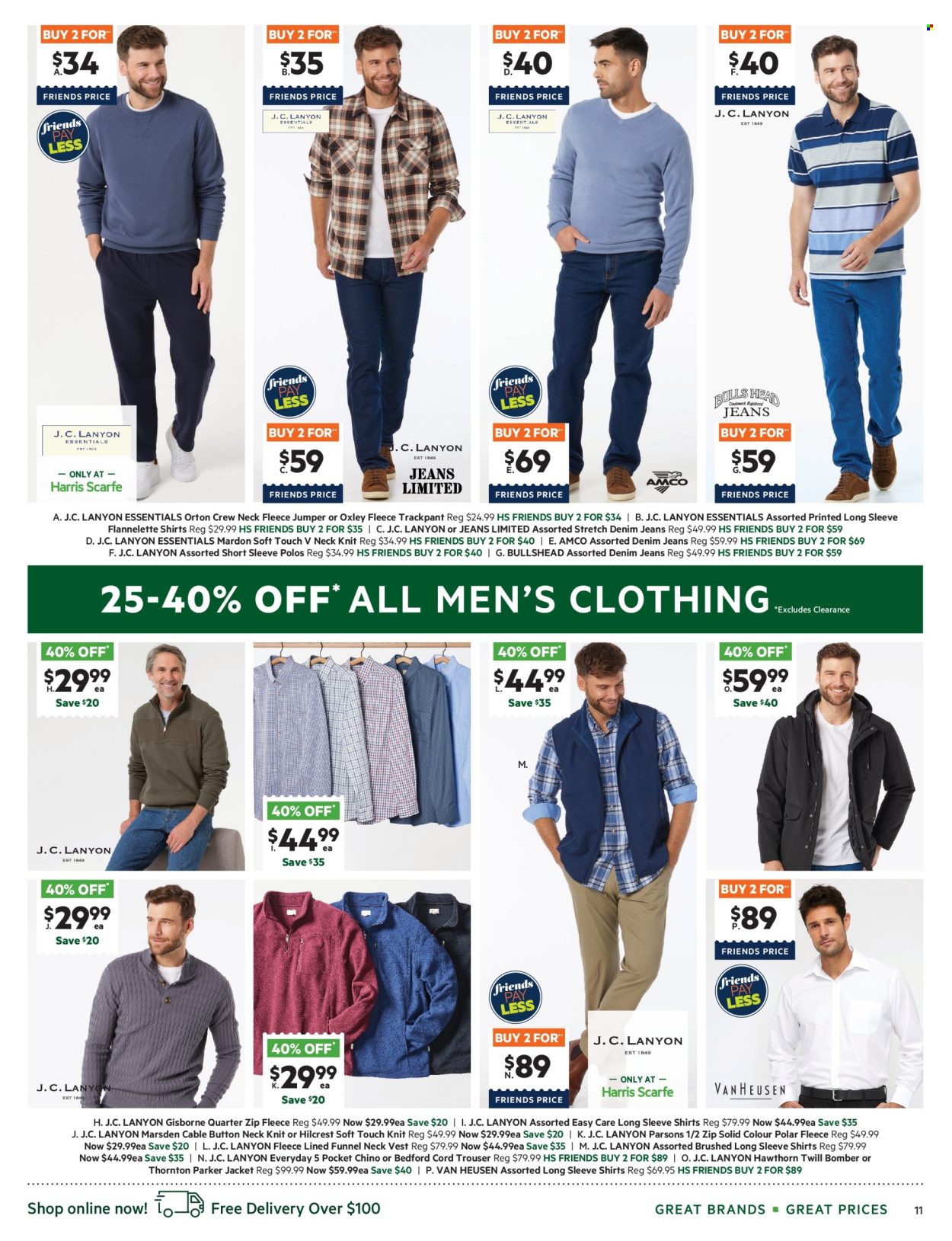 thumbnail - Harris Scarfe Catalogue - Sales products - Parker, jacket, Denim, jeans, long-sleeve shirt, shirt, vest, sweater. Page 11.