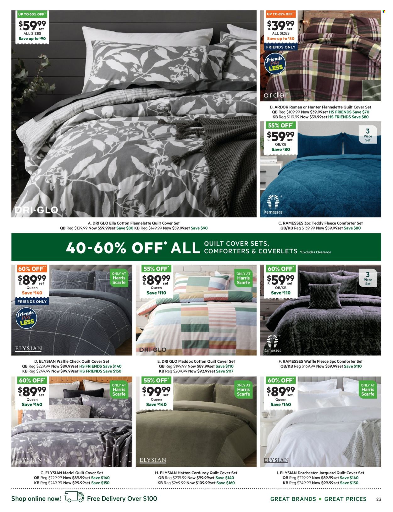 thumbnail - Harris Scarfe Catalogue - Sales products - comforter, cotton quilt, quilt cover set, Hunter. Page 23.