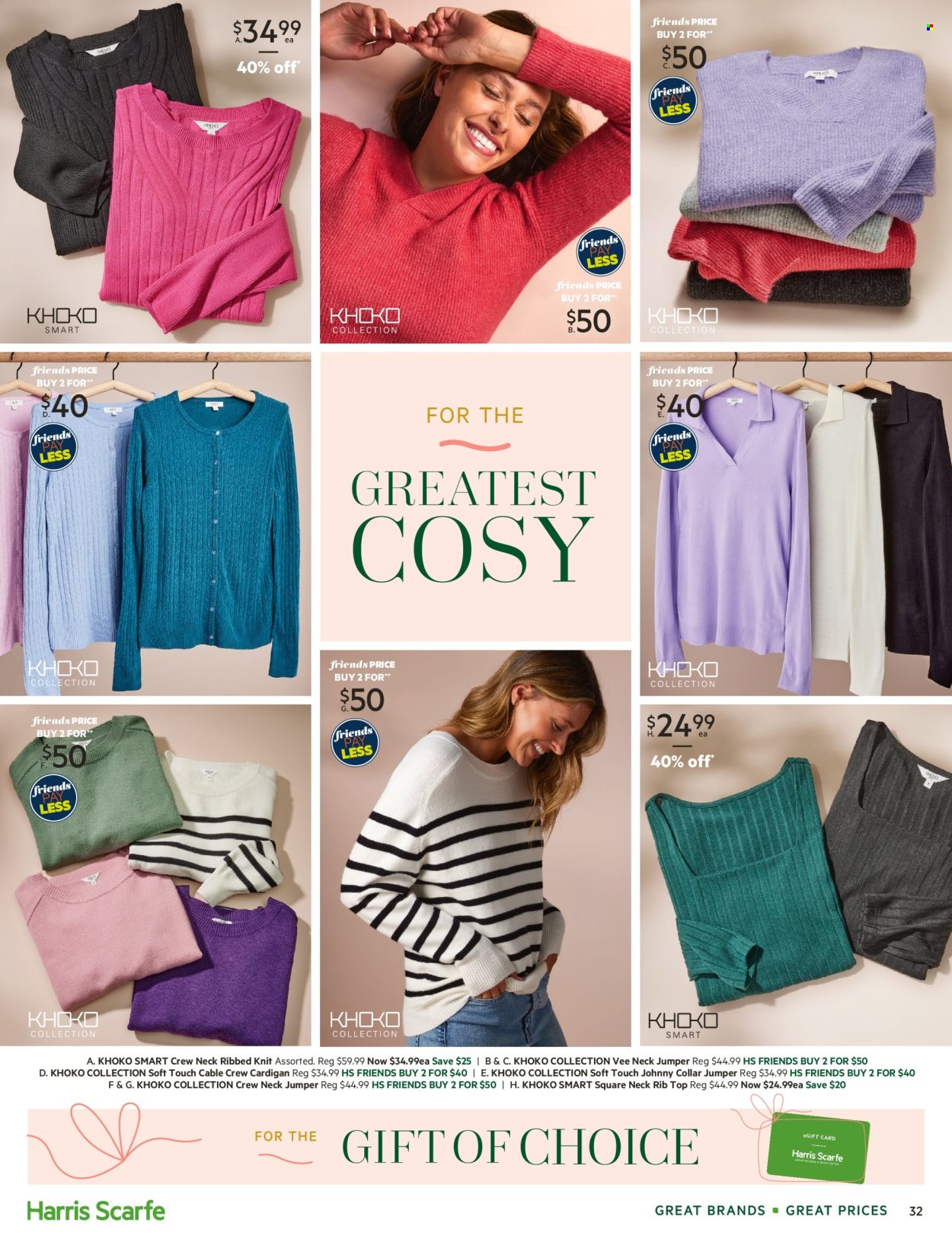 thumbnail - Harris Scarfe Catalogue - Sales products - Khoko, cardigan, sweater. Page 32.