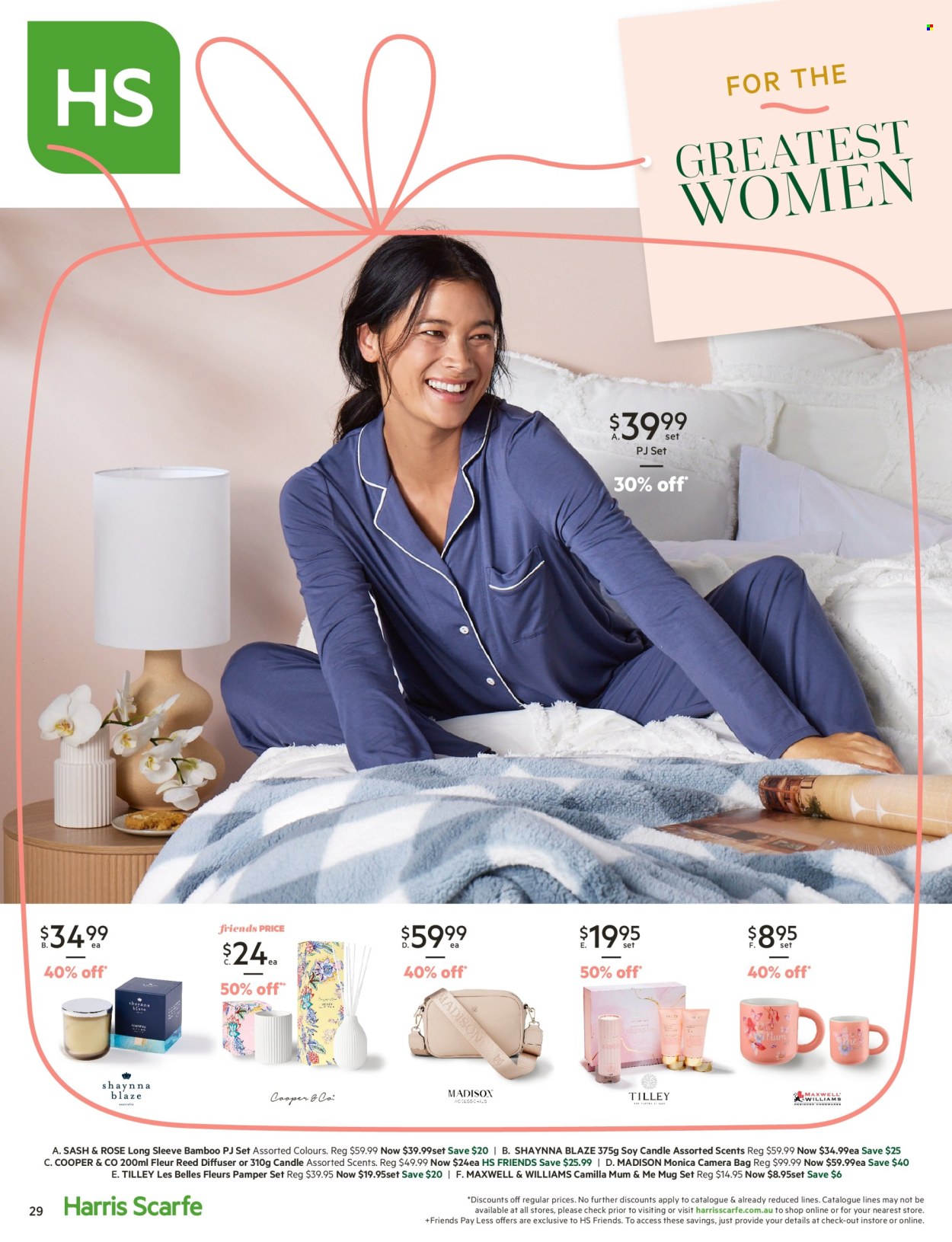 thumbnail - Harris Scarfe Catalogue - Sales products - mug, bag, candle, diffuser, pajamas. Page 1.