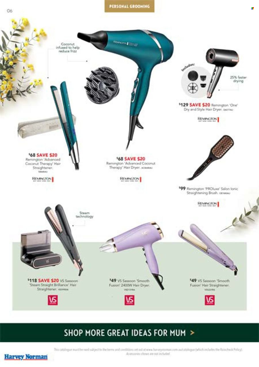 thumbnail - Harvey Norman Catalogue - 26 Apr 2024 - 12 May 2024 - Sales products - Remington, hair dryer, straightener. Page 6.