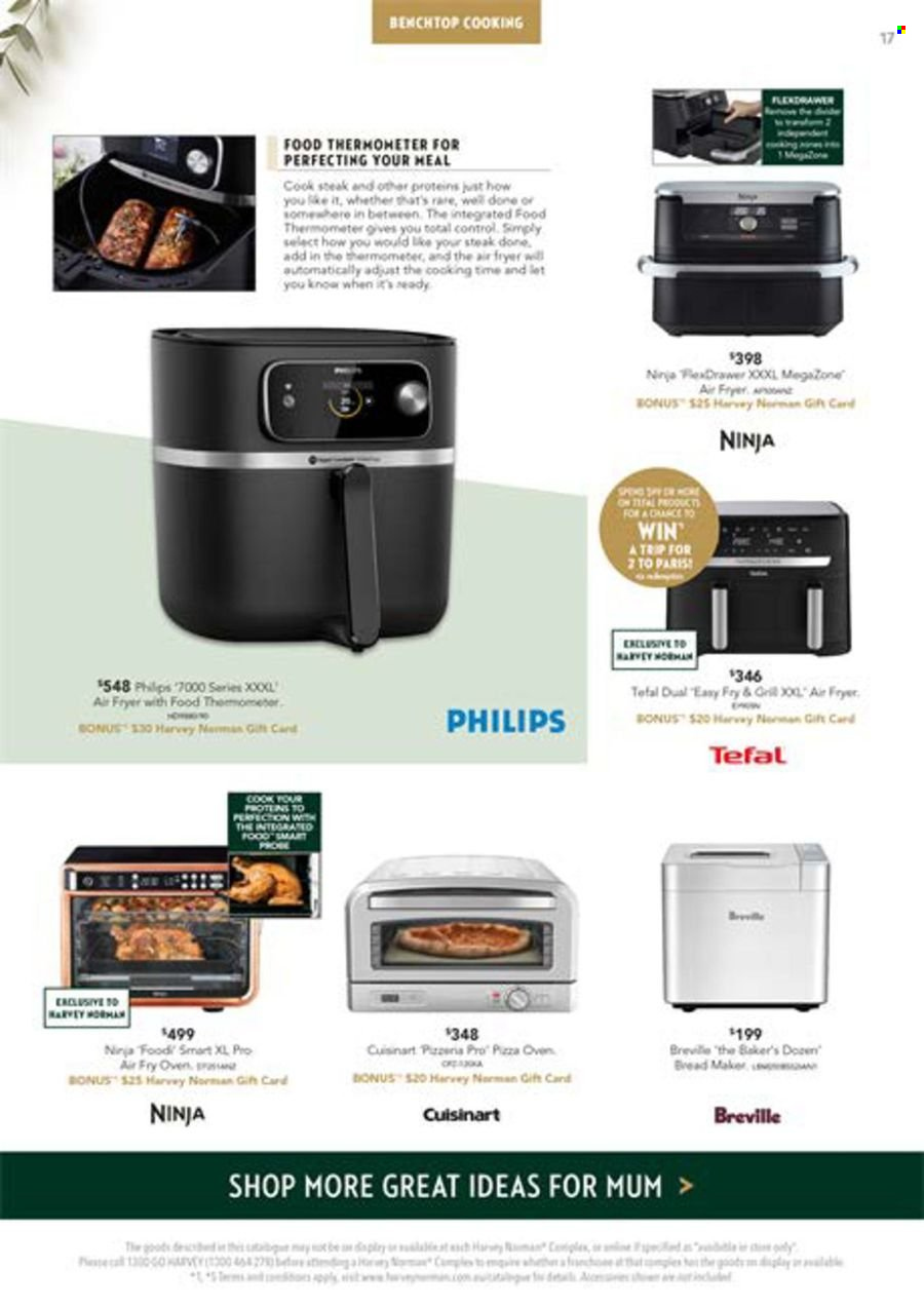 thumbnail - Harvey Norman Catalogue - 26 Apr 2024 - 12 May 2024 - Sales products - Tefal, Philips, Cuisinart, pizza oven, bread maker. Page 17.