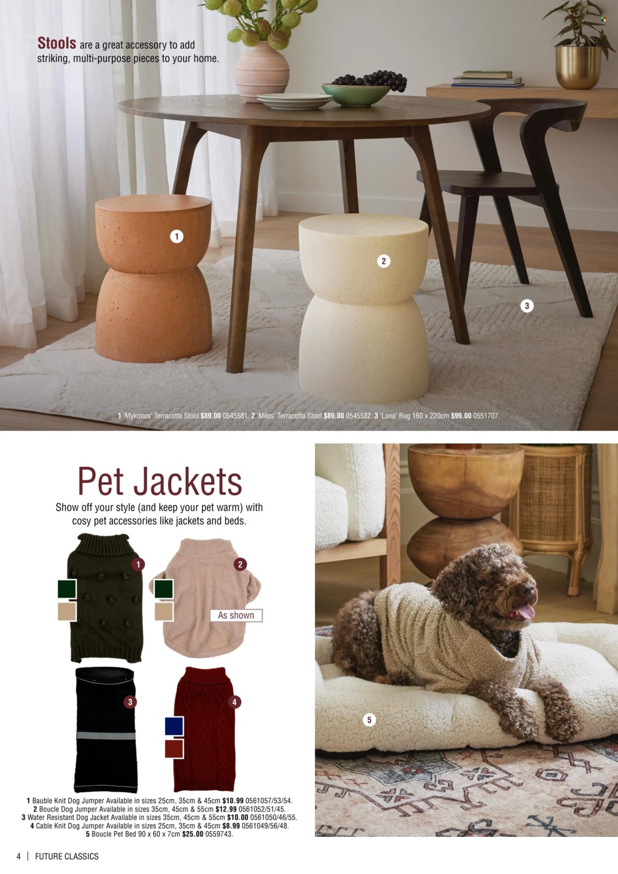 thumbnail - Bunnings Warehouse Catalogue - 29 Apr 2024 - 30 Jun 2024 - Sales products - stool, bauble, dog apparel, pet bed, dog jacket, rug. Page 4.