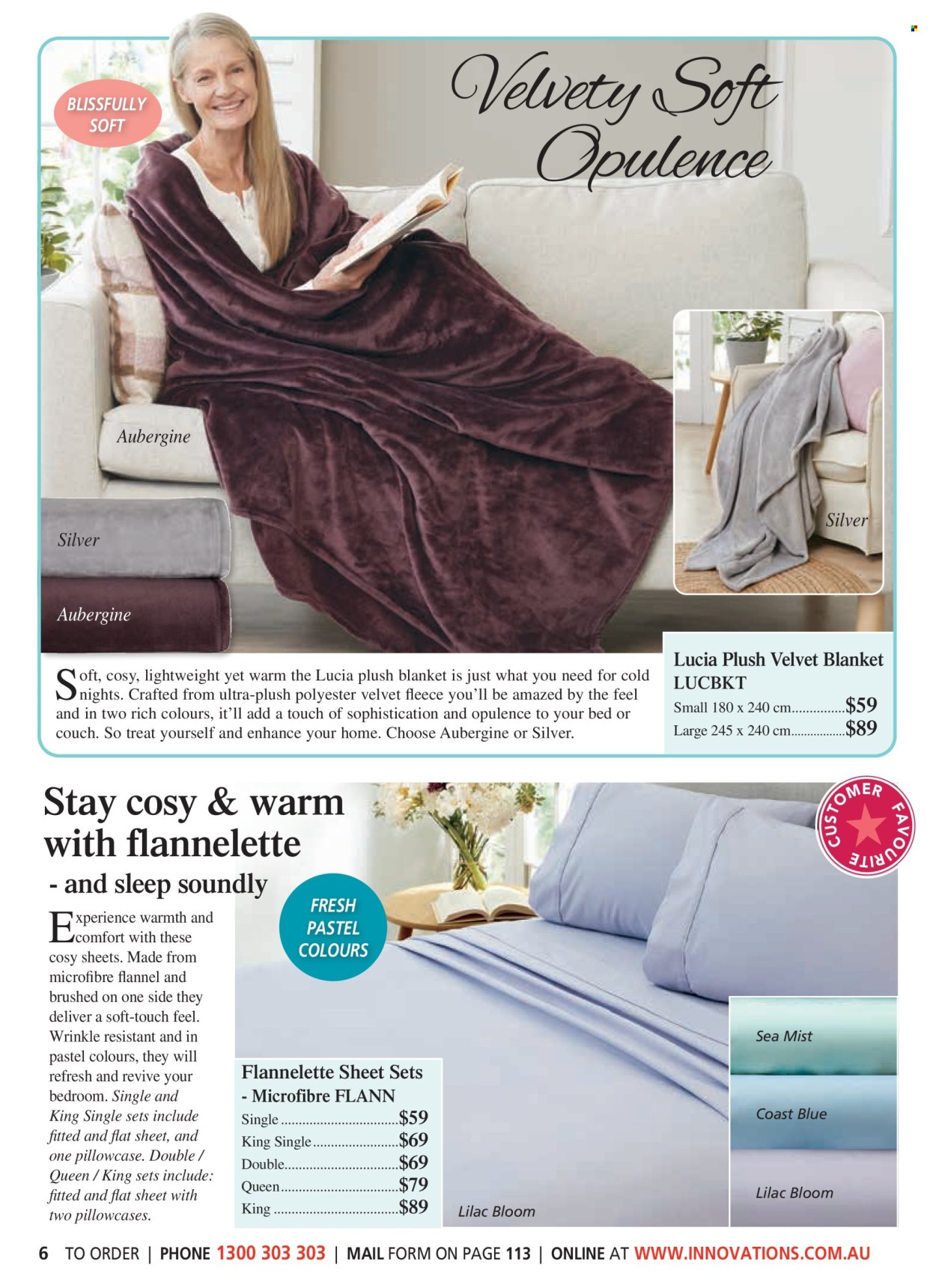 thumbnail - Innovations Catalogue - Sales products - bedding, blanket, pillowcase, flannelette sheets, bed sheet. Page 6.