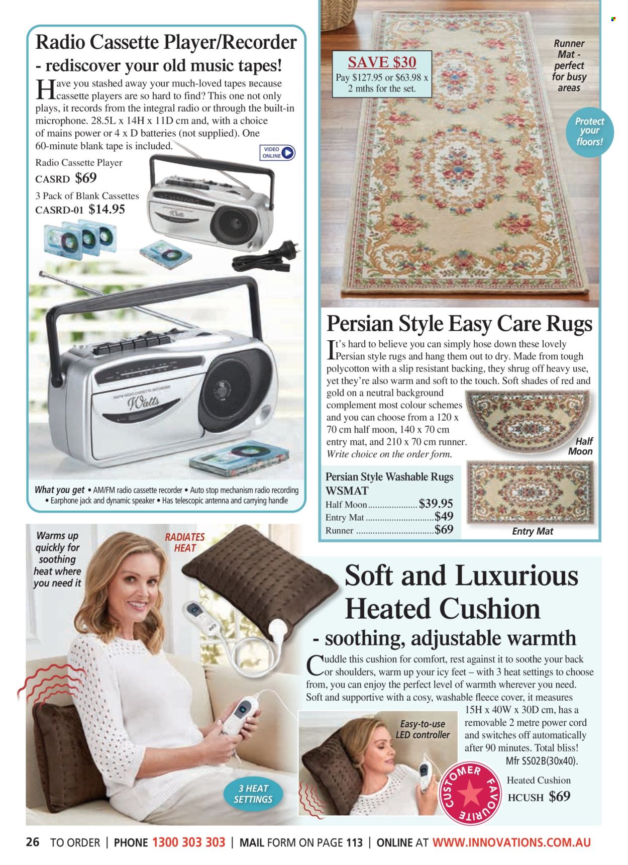 thumbnail - Innovations Catalogue - Sales products - cushion, radio, recorder, earphone. Page 26.