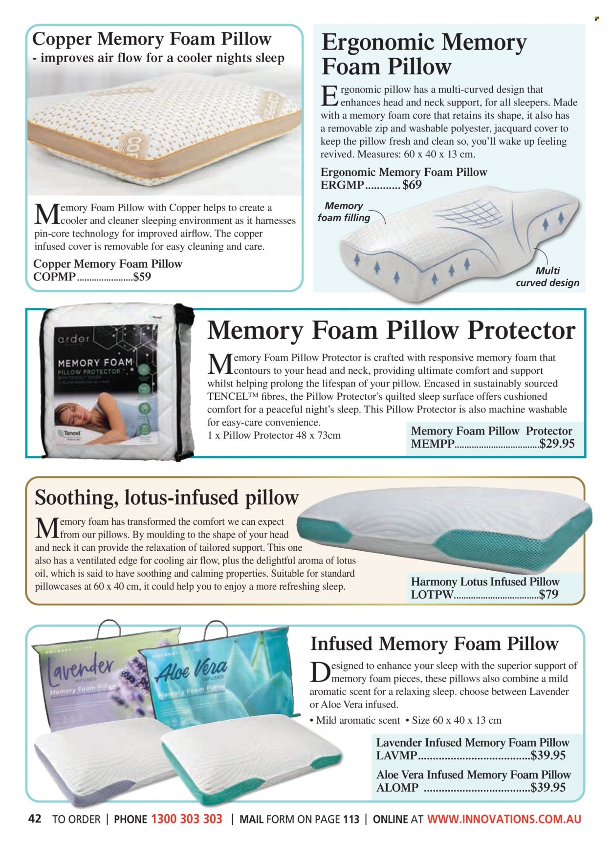 thumbnail - Innovations Catalogue - Sales products - pin, pillowcase, foam pillow, pillow protector. Page 42.