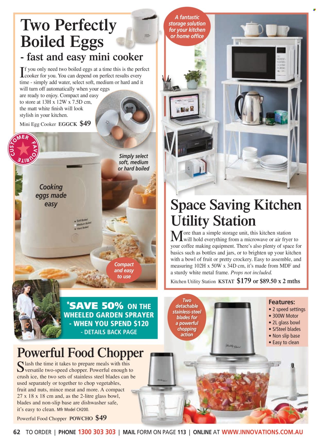 thumbnail - Innovations Catalogue - Sales products - handy chopper, glass bowl, jar, storage box, air fryer, egg cooker. Page 62.