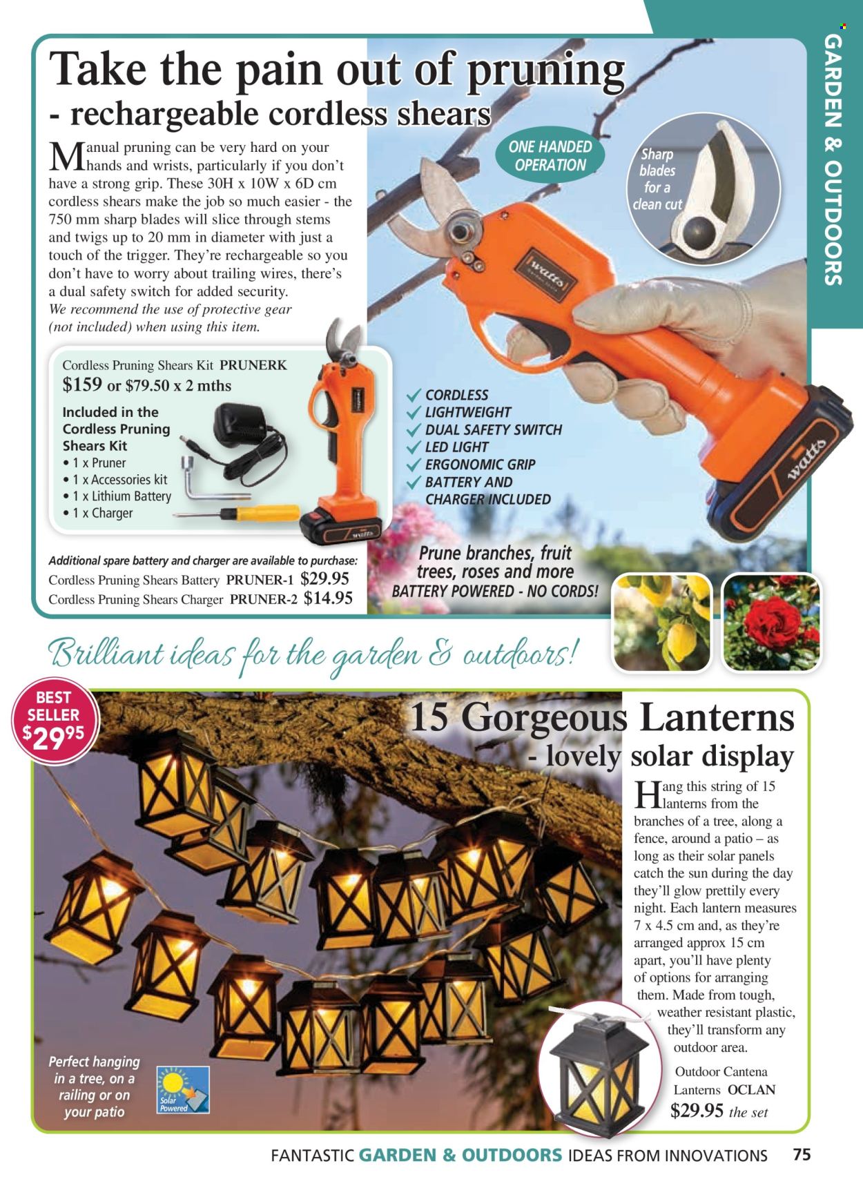 thumbnail - Innovations Catalogue - Sales products - Sharp, scissors, LED light, lantern. Page 75.
