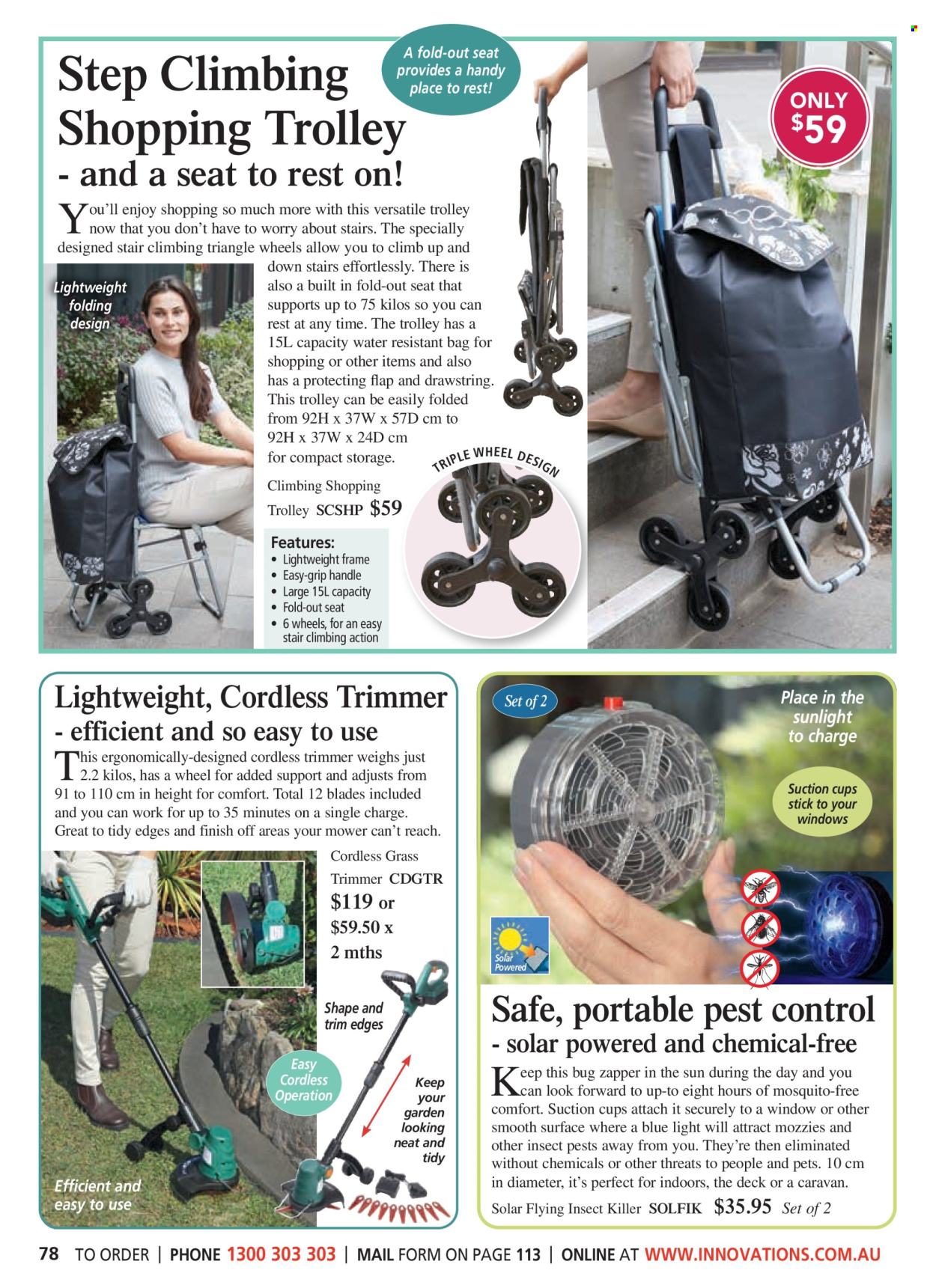 thumbnail - Innovations Catalogue - Sales products - trolley, suction cups, cup, bag, insect killer. Page 78.