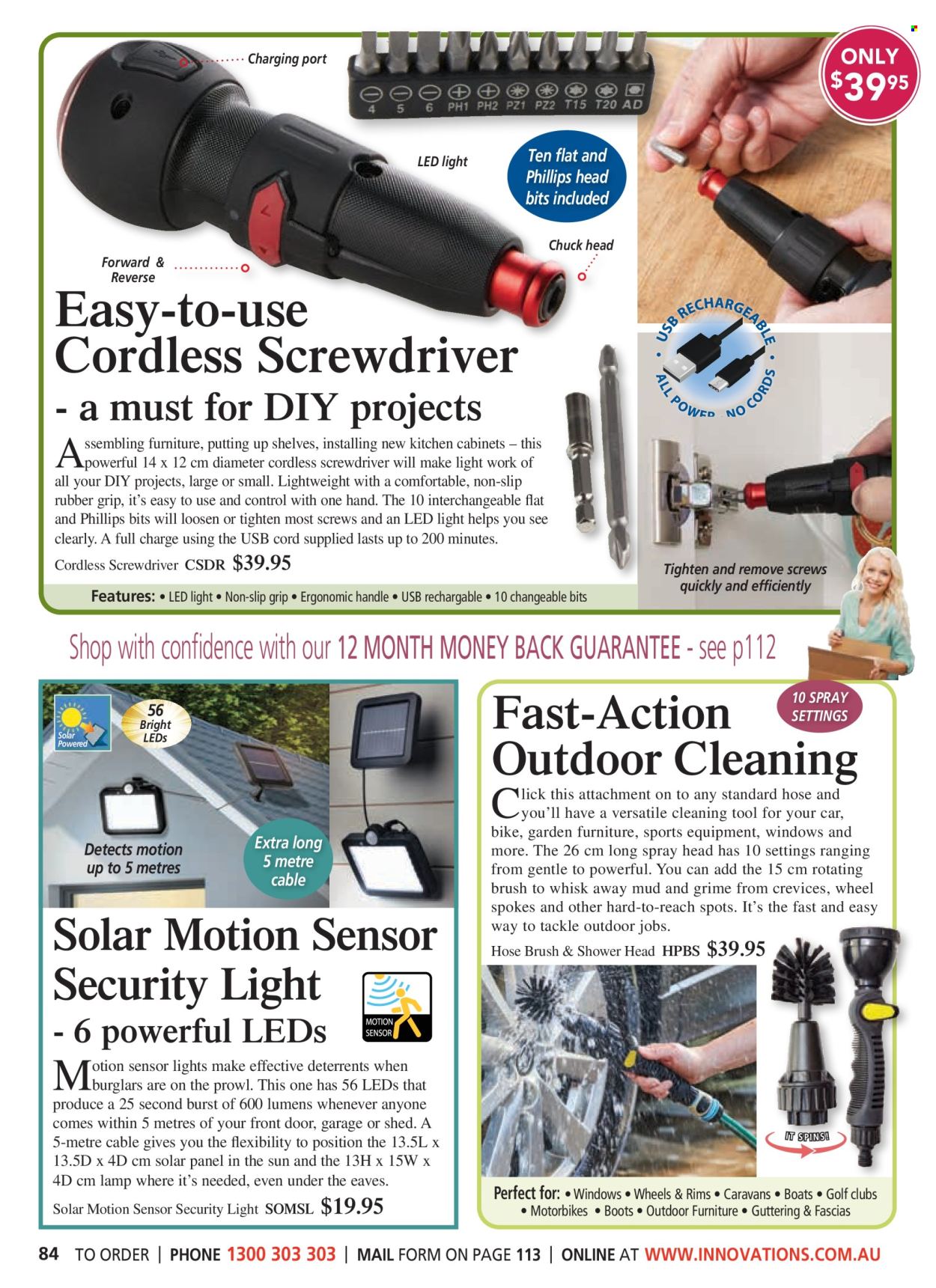 thumbnail - Innovations Catalogue - Sales products - boots, cleaning tools, eraser, lamp, security light. Page 84.