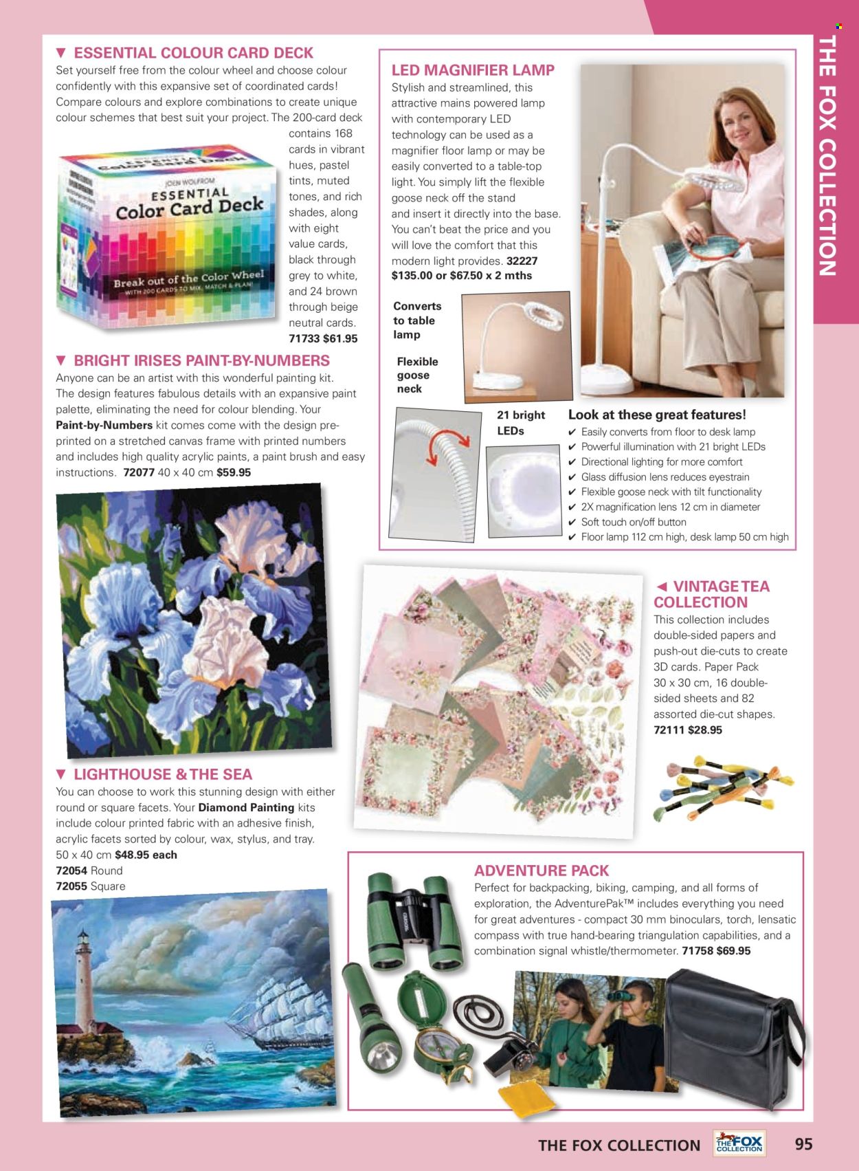 thumbnail - Innovations Catalogue - Sales products - thermometer, magnifier, paint brush, paper, painting kit, canvas, drawing tools, acrylic paint, lamp, table lamp, lighting, floor lamp. Page 95.