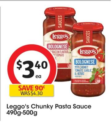 Leggo's Chunky Pasta Sauce 490g-500g