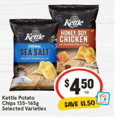 Kettle Potato Chips 135-165g Selected Varieties