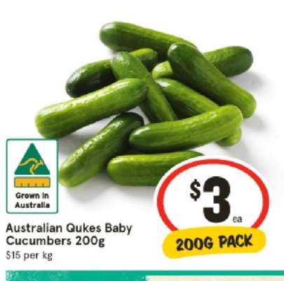 Australian Qukes Baby Cucumbers 200g