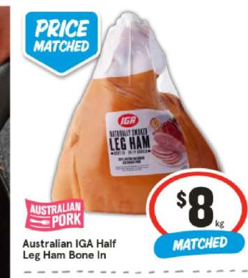 Australian IGA Half Leg Ham Bone In