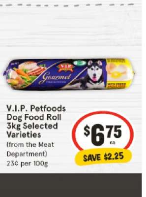 V.I.P. Petfoods Dog Food Roll 3kg Selected Varieties