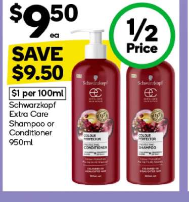 Schwarzkopf Extra Care Shampoo or Conditioner 950mL