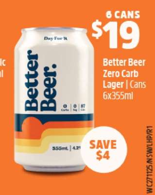 Better Beer Zero Carb Lager | Cans 6x355ml