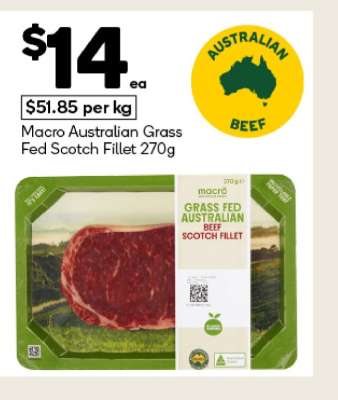 Macro Australian Grass Fed Scotch Fillet 270g